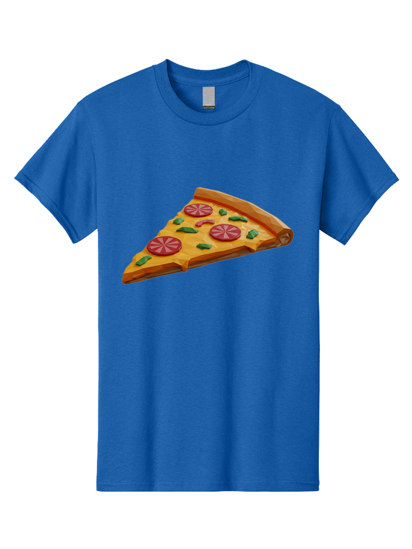 Pizza-Slice-3 Men'S Graphic Tee, 100% Cotton, Comfortable Casual Summer Wear, Machine Washable, Pizza Slice, Pepperoni, Basil Leaves, Italian Cuisine, Cheesy Goodness, Tasty Toppings, Food Graphics, Digital Illustration Bac291