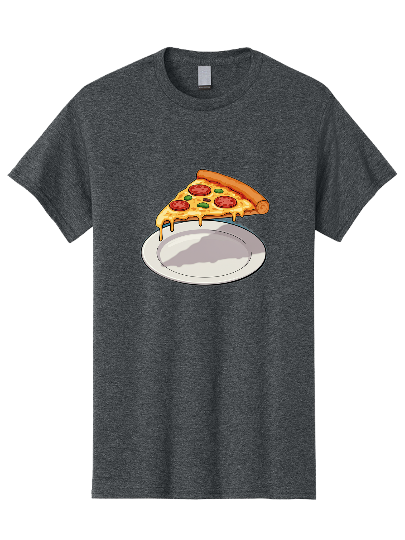 Pizza-Slice-30 Men'S Graphic Tee, 100% Cotton, Comfortable Casual Summer Wear, Machine Washable, Pizza Slice On A Plate, Gooey Cheese, Tomato Sauce, Basil Leaves, Italian Food, Delicious Meal, Appetizing Dish, Savory Flavors Bac292