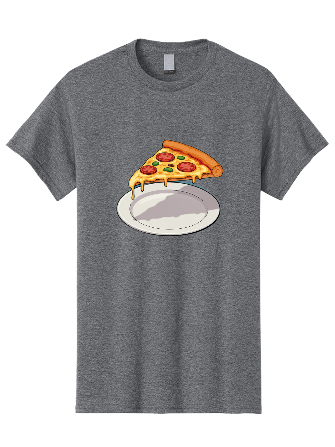 Pizza-Slice-30 Men'S Graphic Tee, 100% Cotton, Comfortable Casual Summer Wear, Machine Washable, Pizza Slice On A Plate, Gooey Cheese, Tomato Sauce, Basil Leaves, Italian Food, Delicious Meal, Appetizing Dish, Savory Flavors Bac292