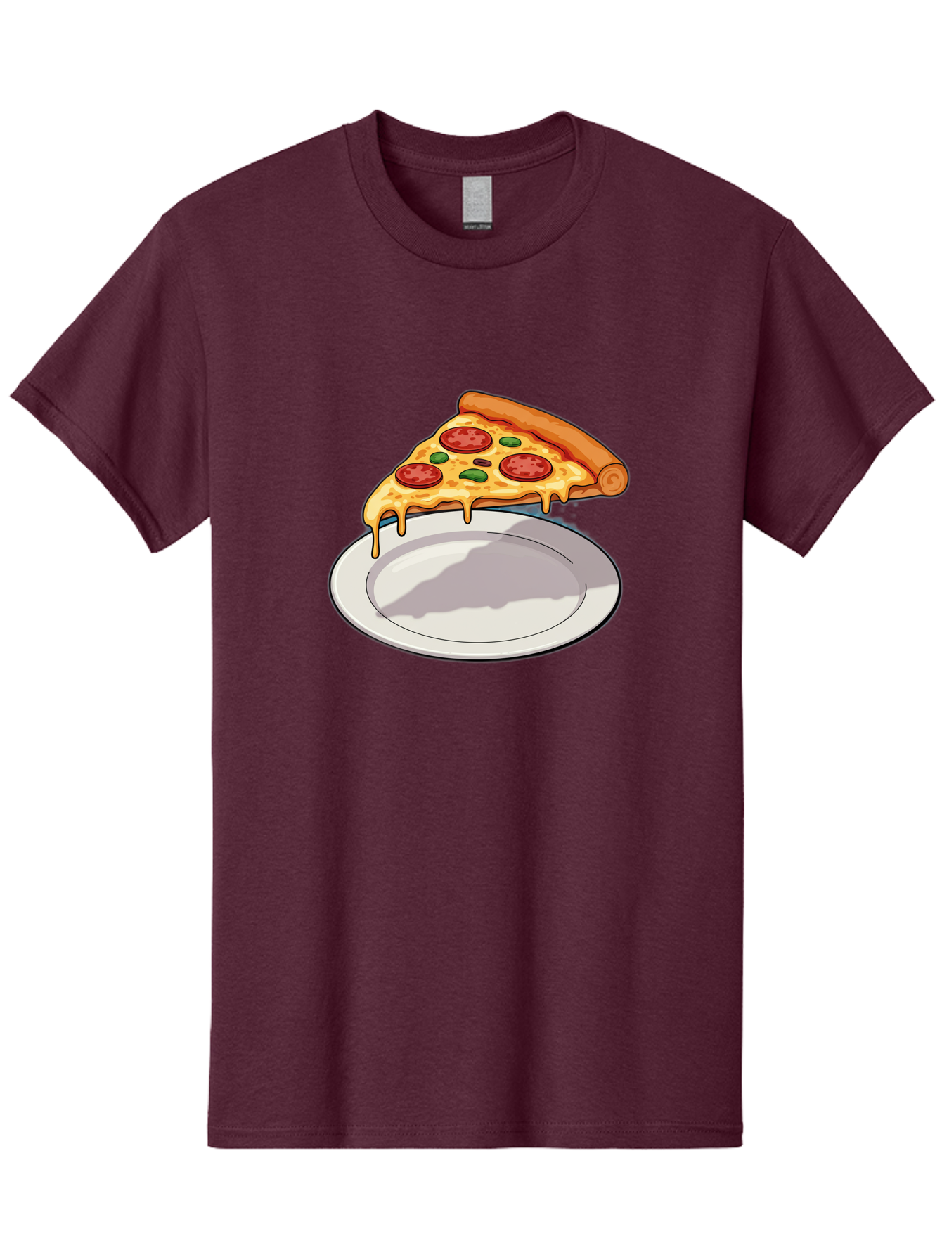 Pizza-Slice-30 Men'S Graphic Tee, 100% Cotton, Comfortable Casual Summer Wear, Machine Washable, Pizza Slice On A Plate, Gooey Cheese, Tomato Sauce, Basil Leaves, Italian Food, Delicious Meal, Appetizing Dish, Savory Flavors Bac292
