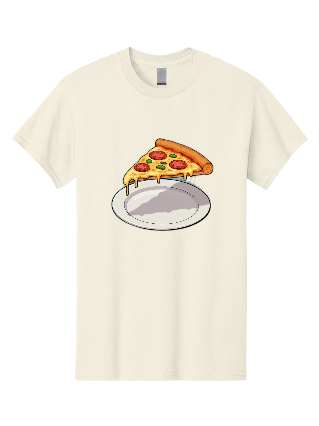 Pizza-Slice-30 Men'S Graphic Tee, 100% Cotton, Comfortable Casual Summer Wear, Machine Washable, Pizza Slice On A Plate, Gooey Cheese, Tomato Sauce, Basil Leaves, Italian Food, Delicious Meal, Appetizing Dish, Savory Flavors Bac292