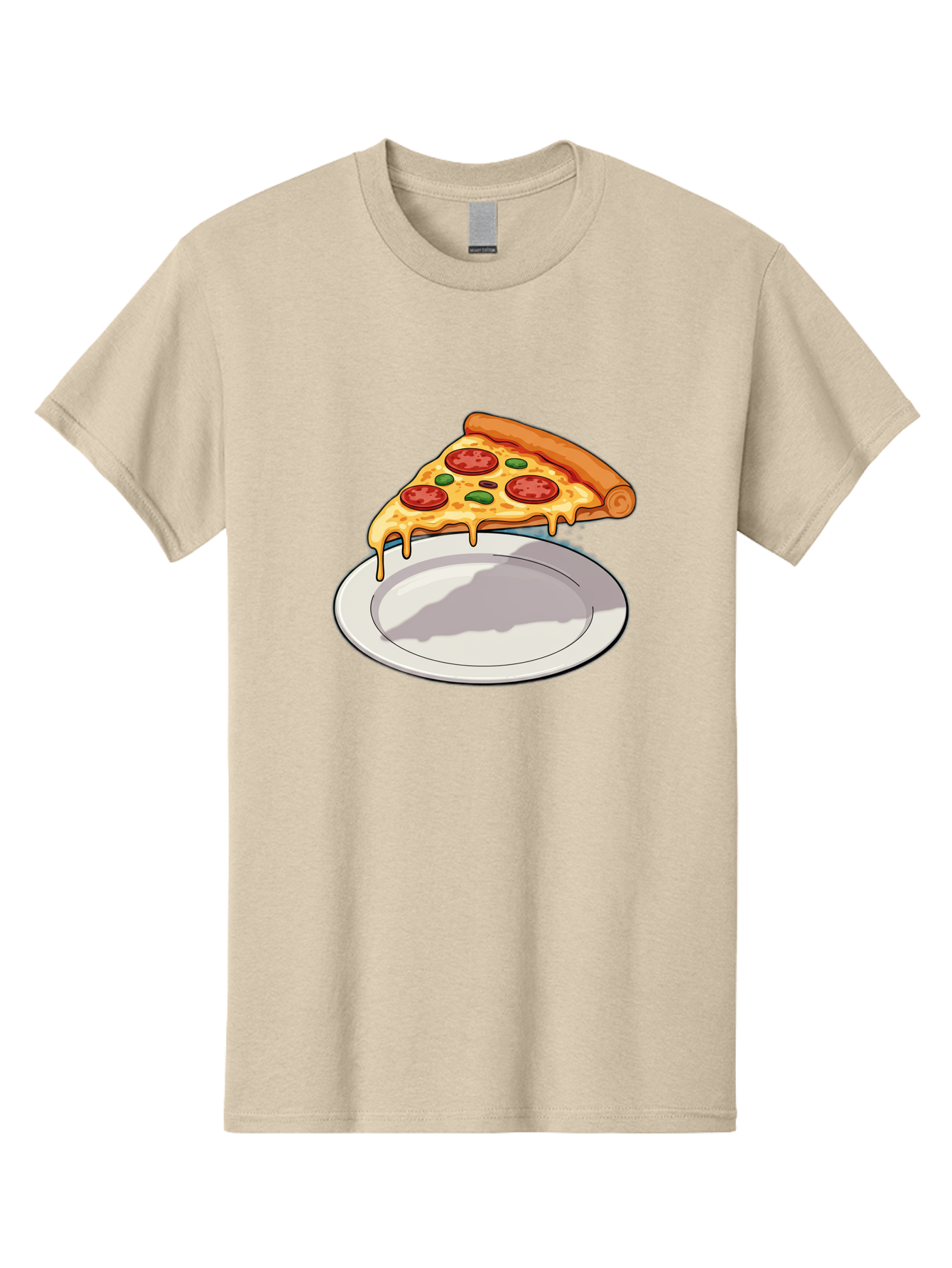 Pizza-Slice-30 Men'S Graphic Tee, 100% Cotton, Comfortable Casual Summer Wear, Machine Washable, Pizza Slice On A Plate, Gooey Cheese, Tomato Sauce, Basil Leaves, Italian Food, Delicious Meal, Appetizing Dish, Savory Flavors Bac292