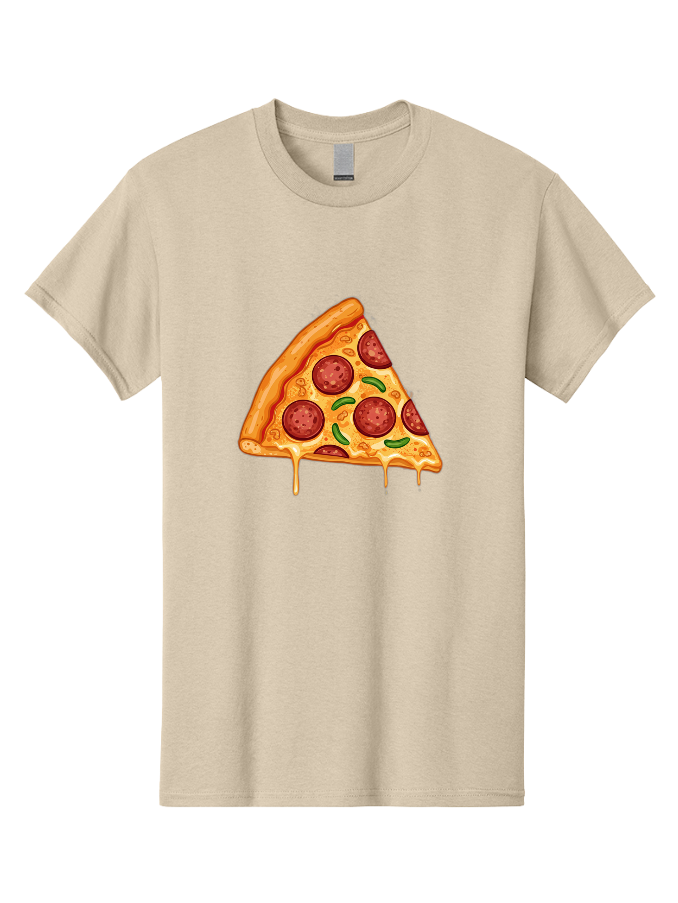 Pizza-Slice-32 Men'S Graphic Tee, 100% Cotton, Comfortable Casual Summer Wear, Machine Washable, Pepperoni Pizza Slice, Cheesy Goodness, Melted Cheese, Pepperoni Toppings, Jalapeno Slices, Italian Cuisine, Delicious Food, Savory Flavors, Bac294