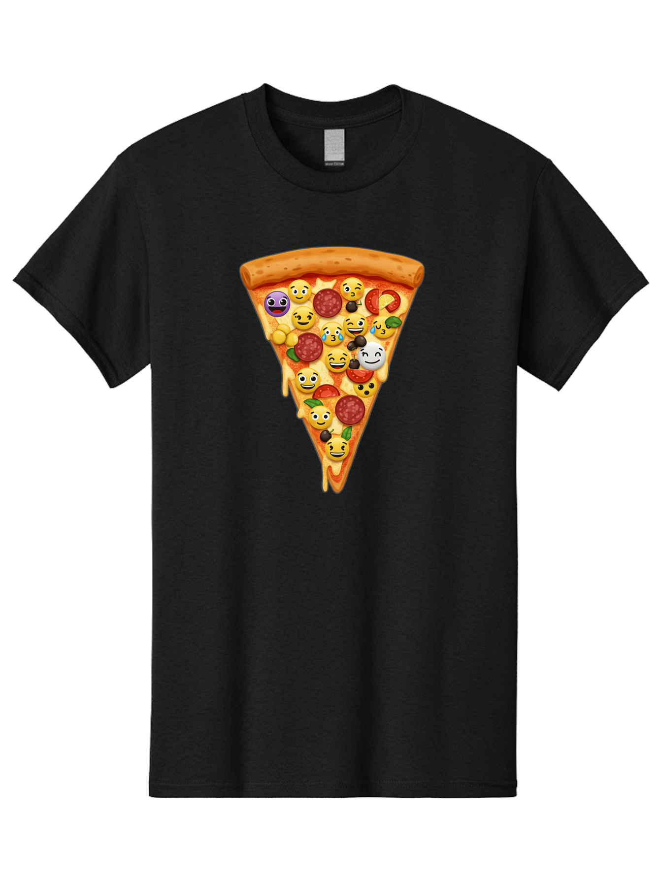 Pizza-Slice-35 Men'S Graphic Tee, 100% Cotton, Comfortable Casual Summer Wear, Machine Washable, Pizza Slice, Emoji Toppings, Pepperoni, Black Olives, Melted Cheese, Funny Emojis, Cartoon Pizza, Tasty Pizza, Foodie Fun, Pizza Love, Bac297