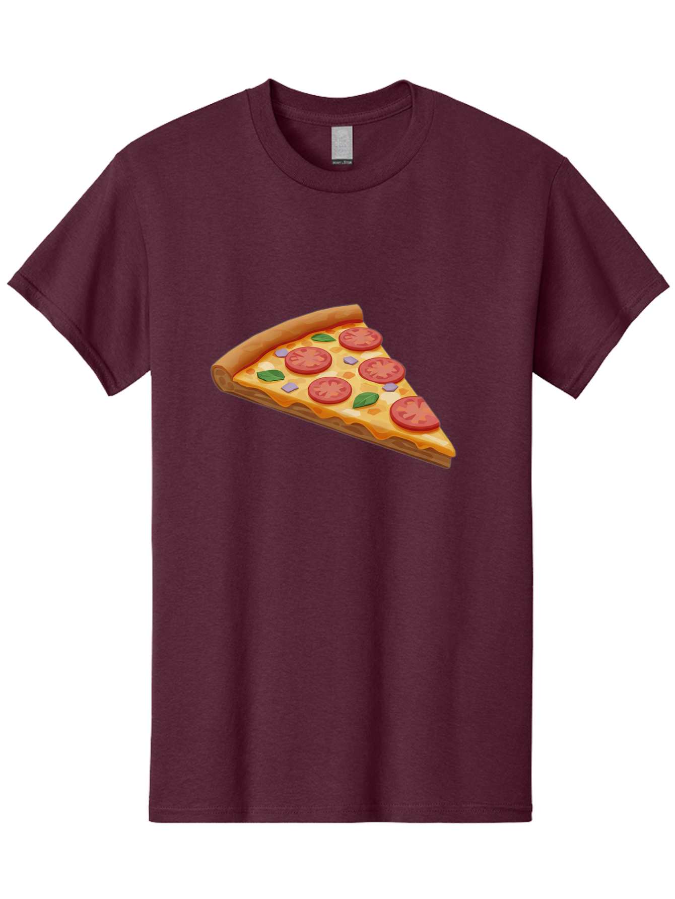 Pizza-Slice-4 Men'S Graphic Tee, 100% Cotton, Comfortable Casual Summer Wear, Machine Washable, Pizza Slice, Tomato Slices, Basil Leaves, Garlic, Melted Cheese, Crispy Crust, Italian Cuisine, Delicious Food, Savory Flavors Bac298