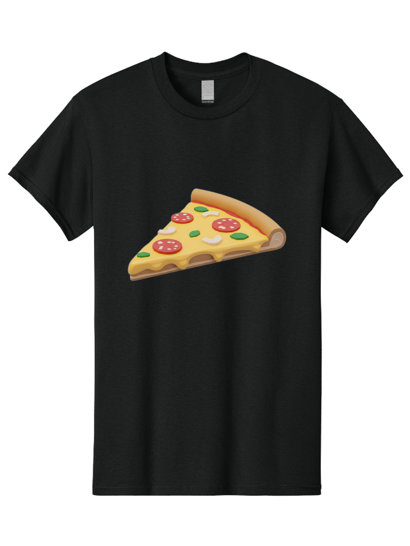 Pizza-Slice-5 Men'S Graphic Tee, 100% Cotton, Comfortable Casual Summer Wear, Machine Washable, Pizza Slice, Pepperoni Pizza, Melted Cheese, Green Peppers, White Onions, Italian Food, Dinner Ideas, Food Graphics, 3D Illustration, Pizza Topping Bac299