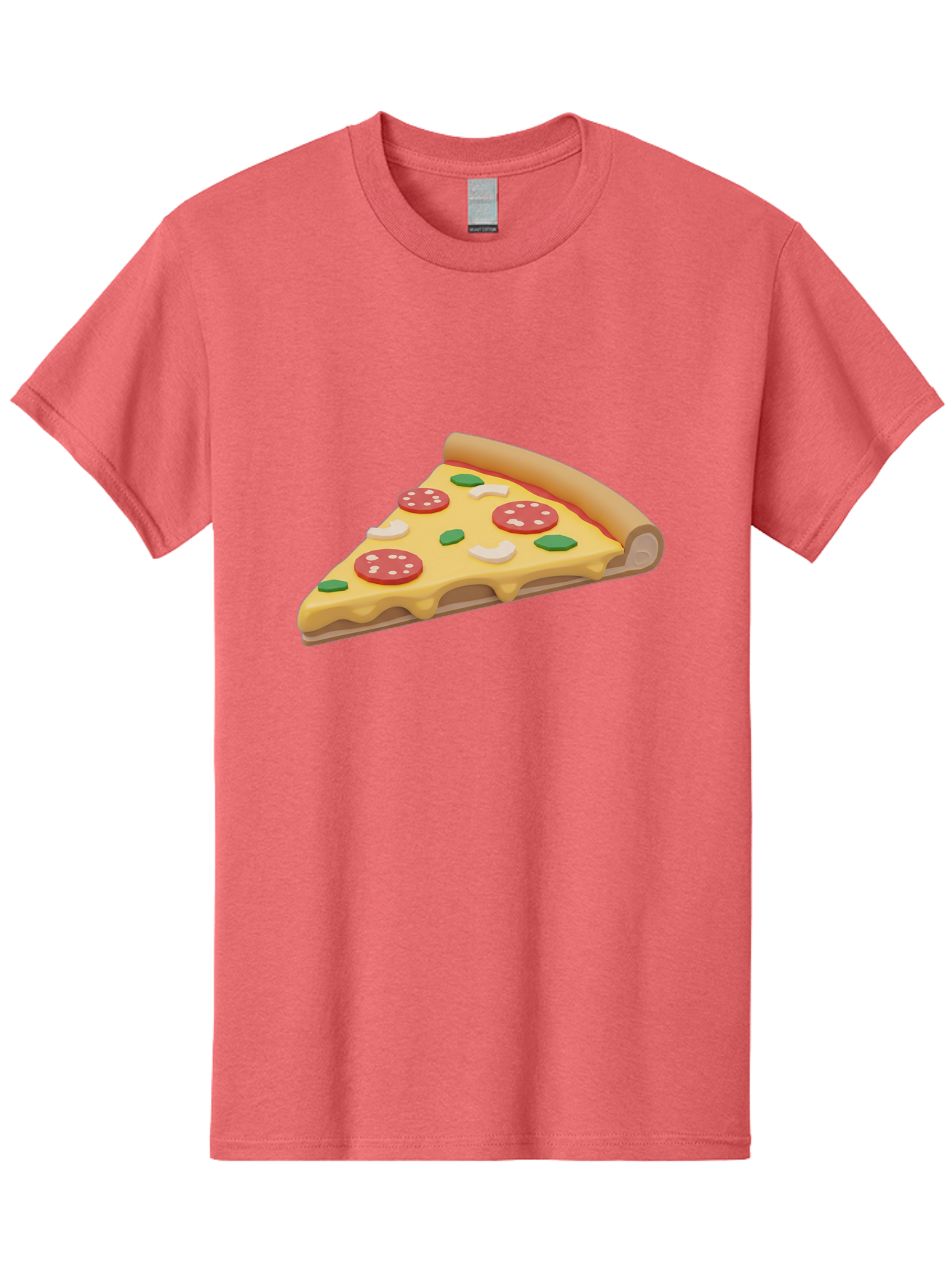 Pizza-Slice-5 Men'S Graphic Tee, 100% Cotton, Comfortable Casual Summer Wear, Machine Washable, Pizza Slice, Pepperoni Pizza, Melted Cheese, Green Peppers, White Onions, Italian Food, Dinner Ideas, Food Graphics, 3D Illustration, Pizza Topping Bac299