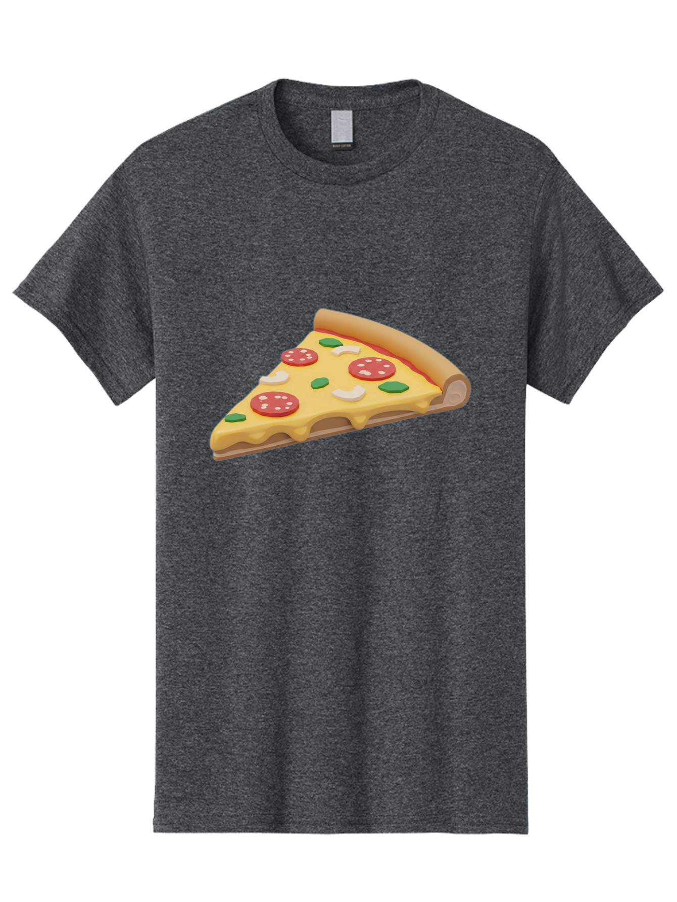 Pizza-Slice-5 Men'S Graphic Tee, 100% Cotton, Comfortable Casual Summer Wear, Machine Washable, Pizza Slice, Pepperoni Pizza, Melted Cheese, Green Peppers, White Onions, Italian Food, Dinner Ideas, Food Graphics, 3D Illustration, Pizza Topping Bac299