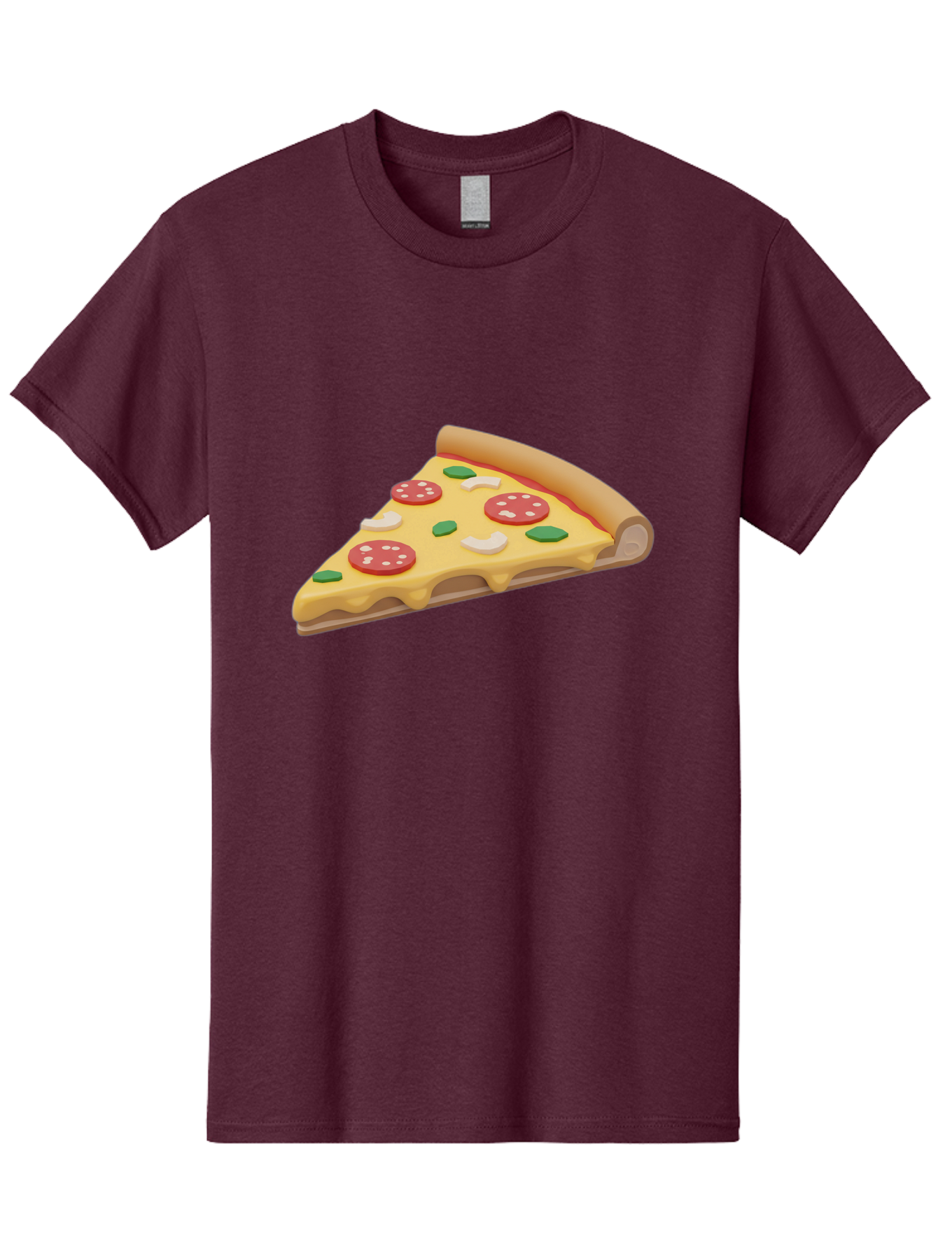 Pizza-Slice-5 Men'S Graphic Tee, 100% Cotton, Comfortable Casual Summer Wear, Machine Washable, Pizza Slice, Pepperoni Pizza, Melted Cheese, Green Peppers, White Onions, Italian Food, Dinner Ideas, Food Graphics, 3D Illustration, Pizza Topping Bac299