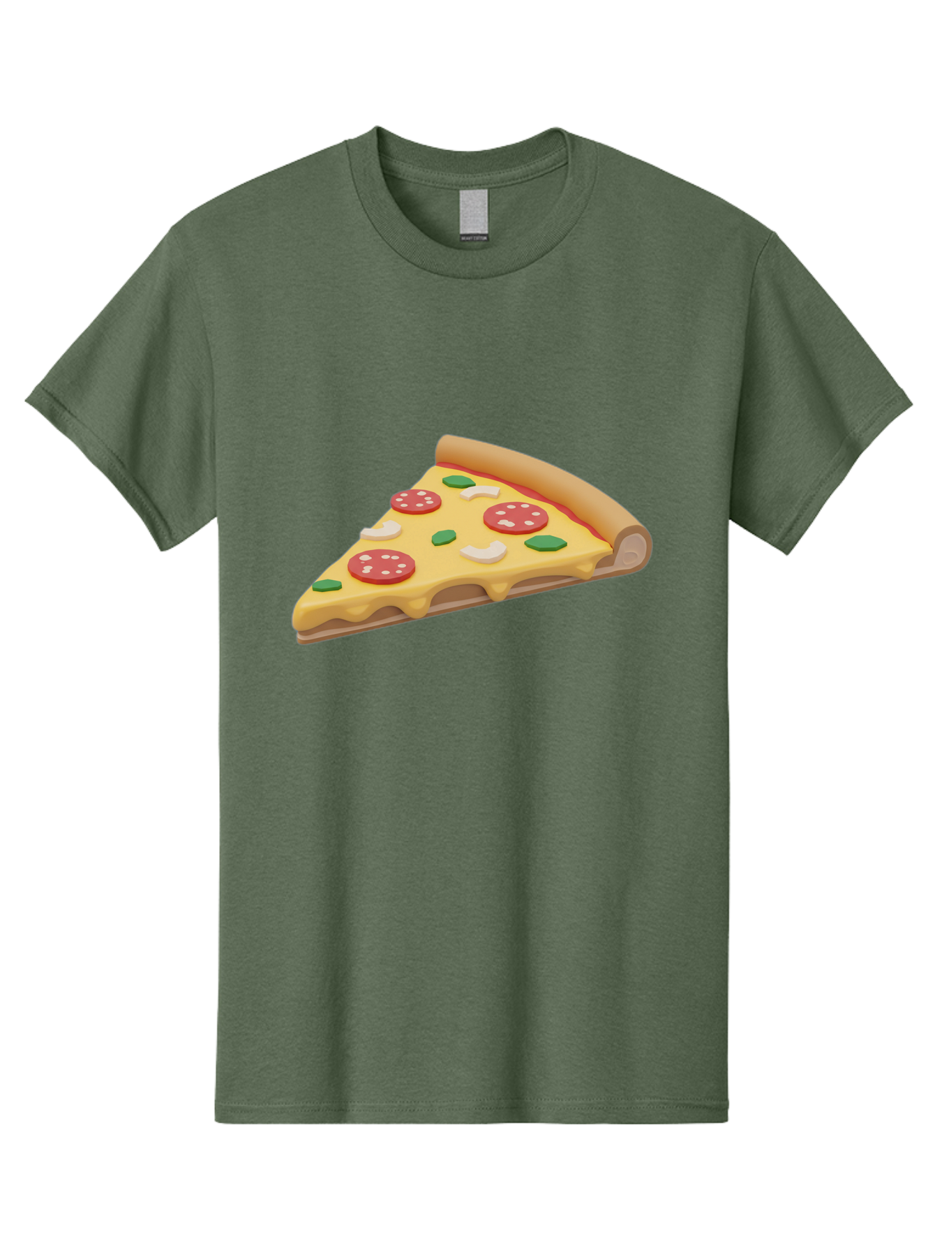 Pizza-Slice-5 Men'S Graphic Tee, 100% Cotton, Comfortable Casual Summer Wear, Machine Washable, Pizza Slice, Pepperoni Pizza, Melted Cheese, Green Peppers, White Onions, Italian Food, Dinner Ideas, Food Graphics, 3D Illustration, Pizza Topping Bac299