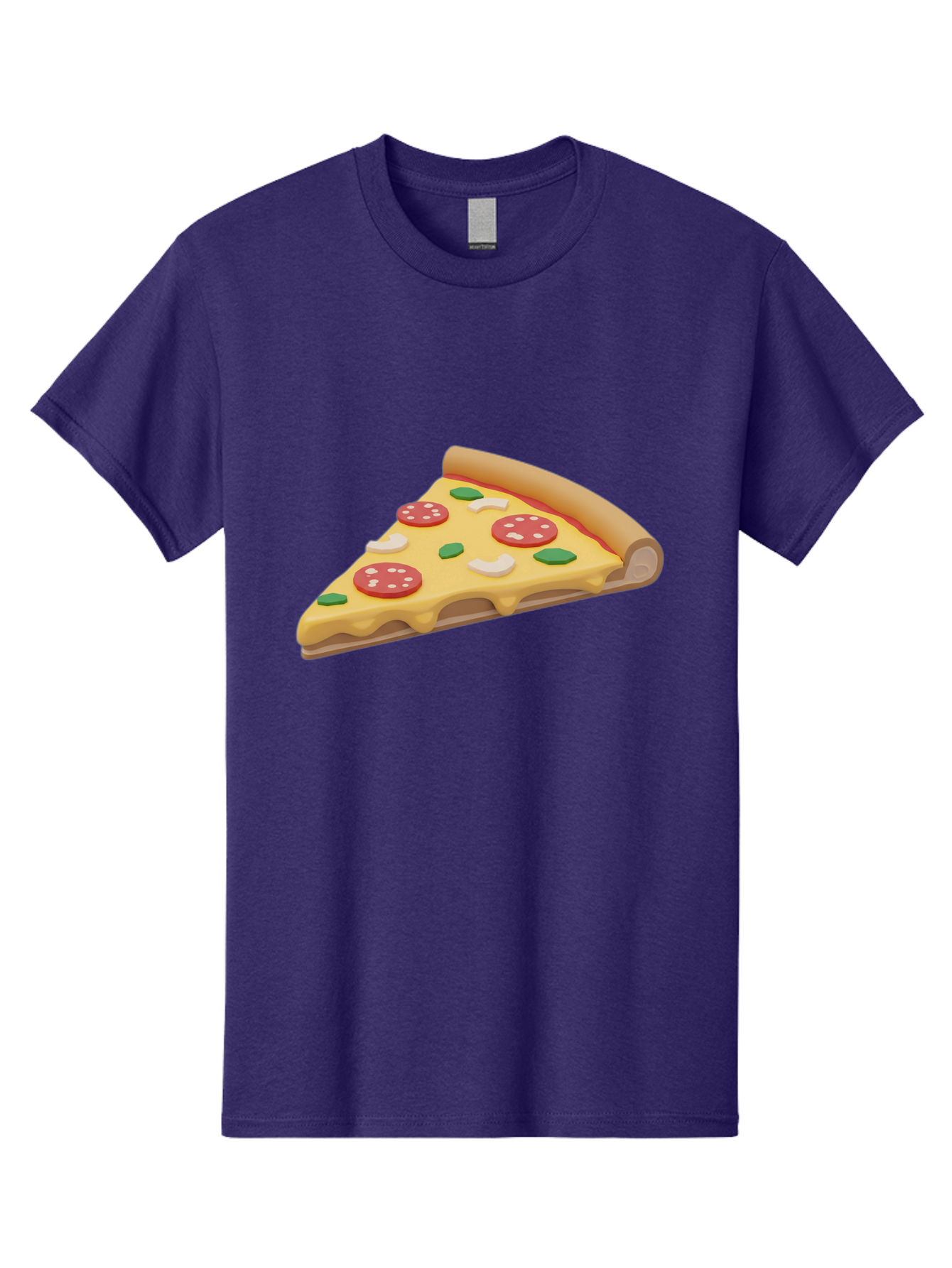 Pizza-Slice-5 Men'S Graphic Tee, 100% Cotton, Comfortable Casual Summer Wear, Machine Washable, Pizza Slice, Pepperoni Pizza, Melted Cheese, Green Peppers, White Onions, Italian Food, Dinner Ideas, Food Graphics, 3D Illustration, Pizza Topping Bac299