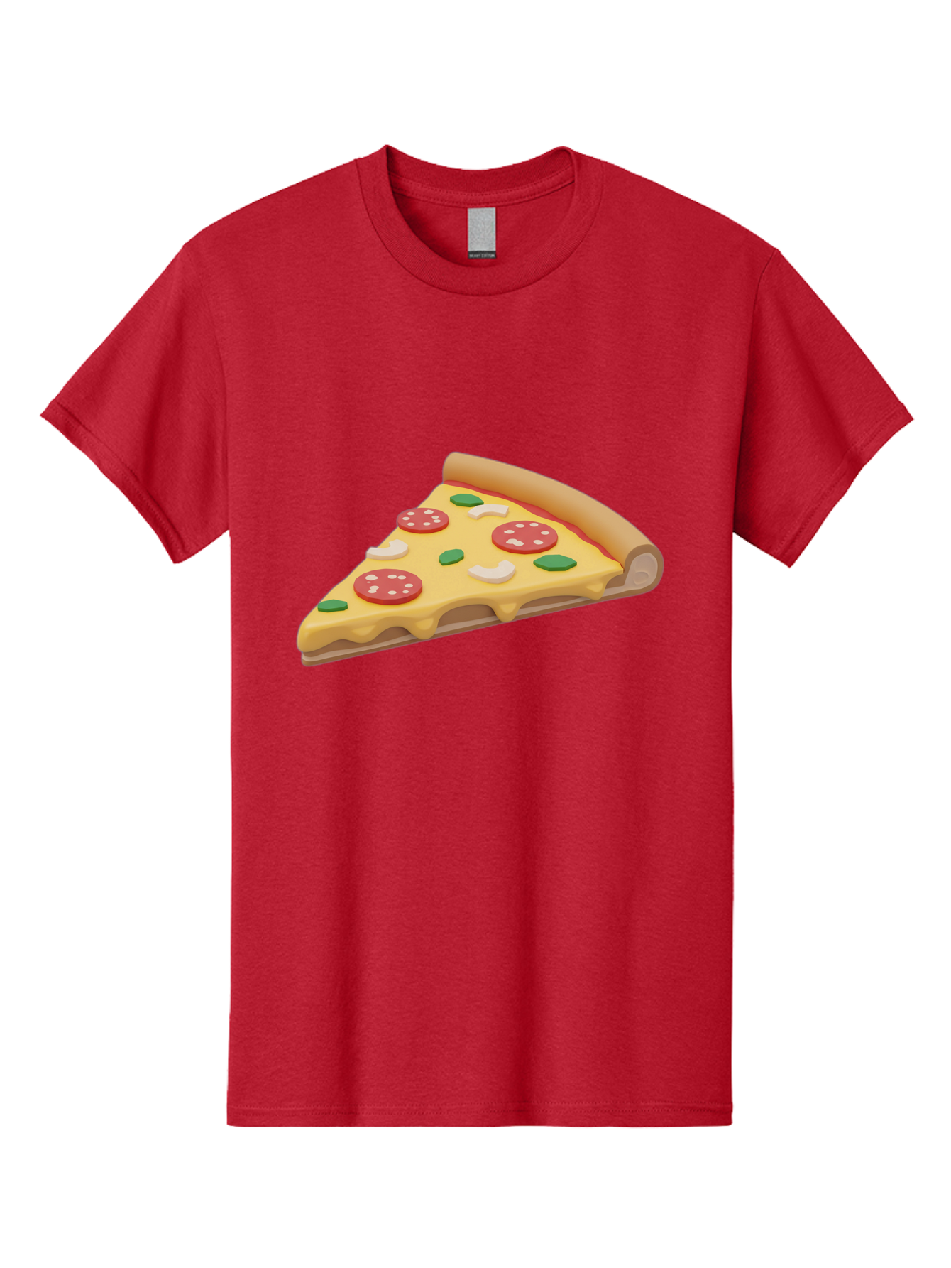 Pizza-Slice-5 Men'S Graphic Tee, 100% Cotton, Comfortable Casual Summer Wear, Machine Washable, Pizza Slice, Pepperoni Pizza, Melted Cheese, Green Peppers, White Onions, Italian Food, Dinner Ideas, Food Graphics, 3D Illustration, Pizza Topping Bac299
