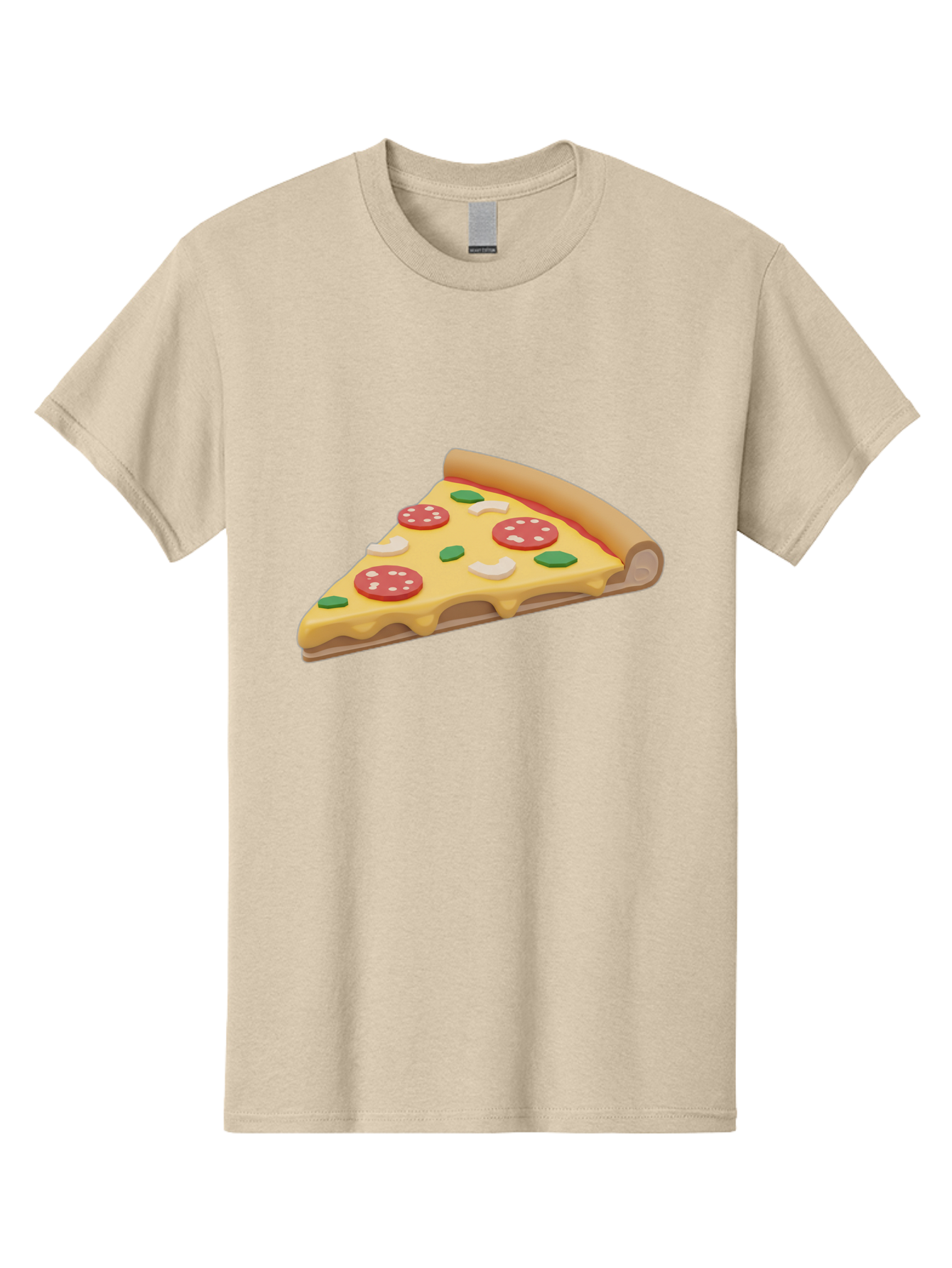 Pizza-Slice-5 Men'S Graphic Tee, 100% Cotton, Comfortable Casual Summer Wear, Machine Washable, Pizza Slice, Pepperoni Pizza, Melted Cheese, Green Peppers, White Onions, Italian Food, Dinner Ideas, Food Graphics, 3D Illustration, Pizza Topping Bac299