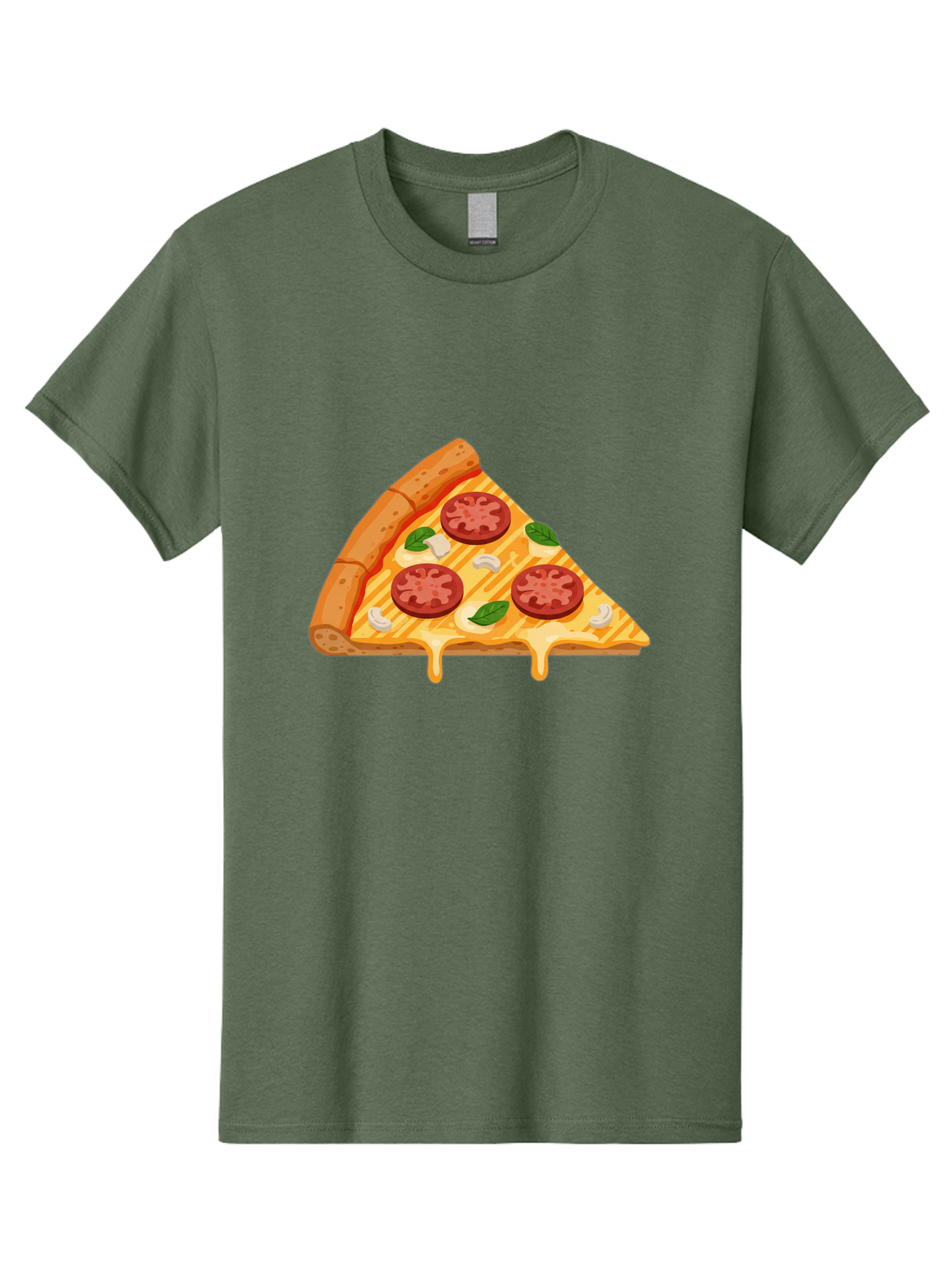 Pizza-Slice-6 Men'S Graphic Tee, 100% Cotton, Comfortable Casual Summer Wear, Machine Washable, Cheesy Pizza Slice, Pepperoni Pizza, Melty Cheese, Garlicky Flavor, Fresh Basil, Italian Cuisine, Savory Delight, Tasty Treat Bac300