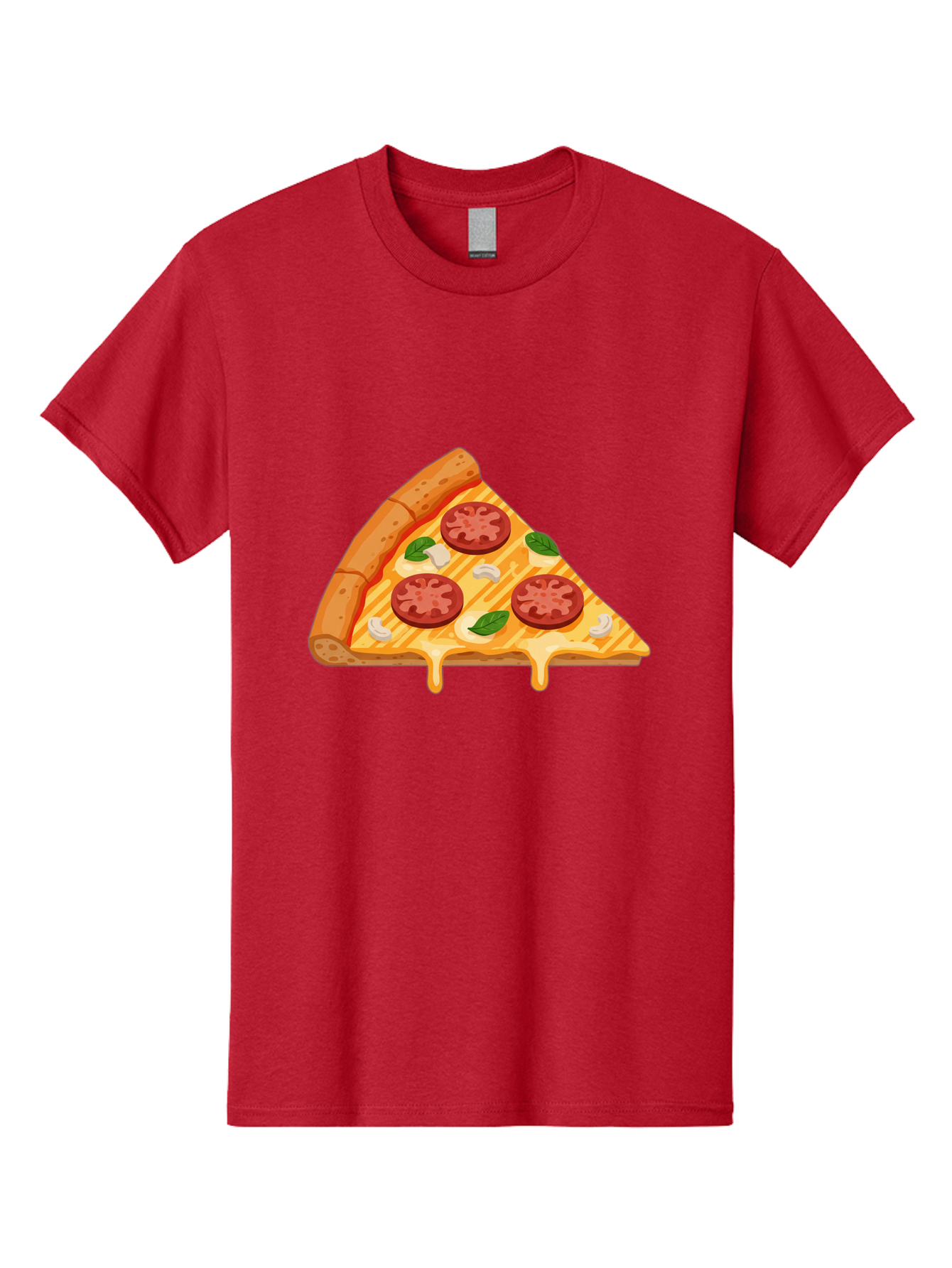 Pizza-Slice-6 Men'S Graphic Tee, 100% Cotton, Comfortable Casual Summer Wear, Machine Washable, Cheesy Pizza Slice, Pepperoni Pizza, Melty Cheese, Garlicky Flavor, Fresh Basil, Italian Cuisine, Savory Delight, Tasty Treat Bac300