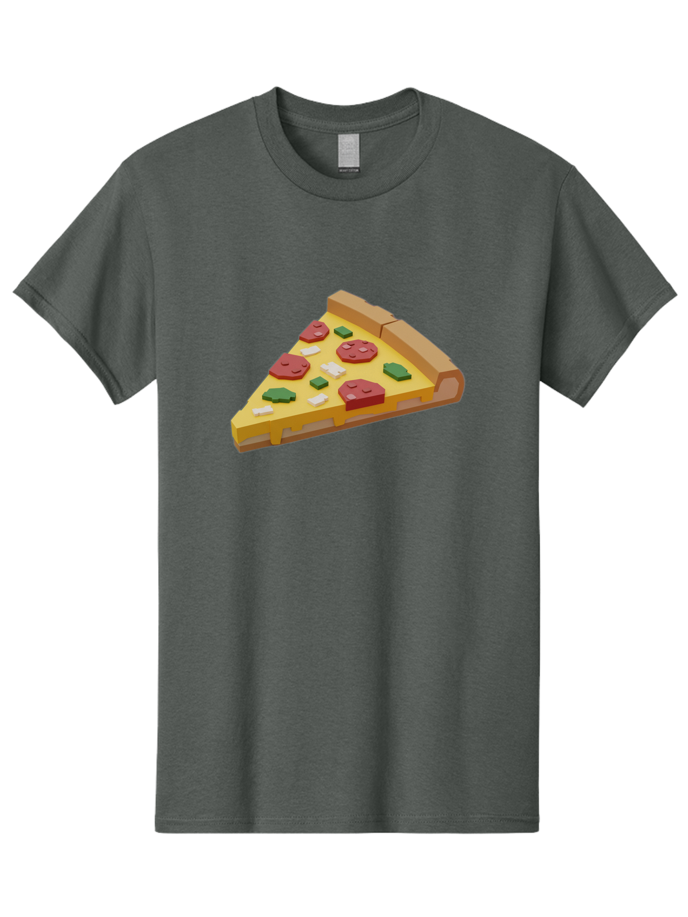 Pizza-Slice-7 Men'S Graphic Tee, 100% Cotton, Comfortable Casual Summer Wear, Machine Washable, 3D Pizza Slice, Cartoon-Style, Pepperoni, Green Peppers, Cheese, Crispy Crust, Tasty Toppings, Digital Art Bac301