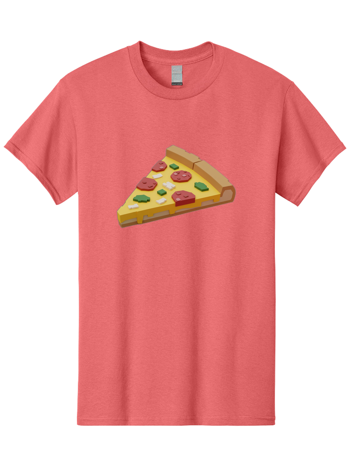 Pizza-Slice-7 Men'S Graphic Tee, 100% Cotton, Comfortable Casual Summer Wear, Machine Washable, 3D Pizza Slice, Cartoon-Style, Pepperoni, Green Peppers, Cheese, Crispy Crust, Tasty Toppings, Digital Art Bac301
