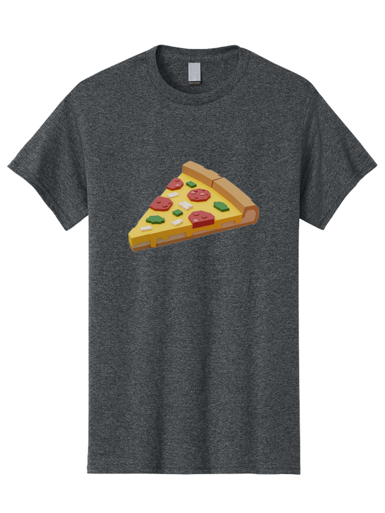 Pizza-Slice-7 Men'S Graphic Tee, 100% Cotton, Comfortable Casual Summer Wear, Machine Washable, 3D Pizza Slice, Cartoon-Style, Pepperoni, Green Peppers, Cheese, Crispy Crust, Tasty Toppings, Digital Art Bac301