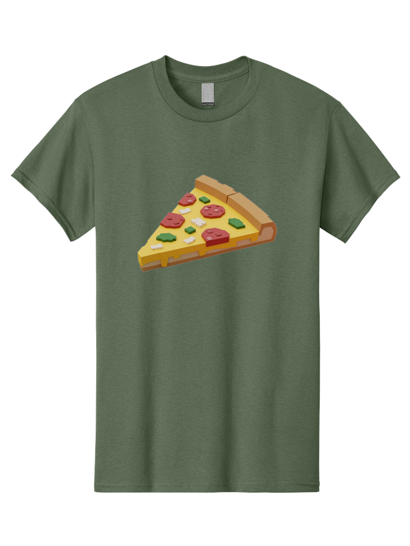 Pizza-Slice-7 Men'S Graphic Tee, 100% Cotton, Comfortable Casual Summer Wear, Machine Washable, 3D Pizza Slice, Cartoon-Style, Pepperoni, Green Peppers, Cheese, Crispy Crust, Tasty Toppings, Digital Art Bac301