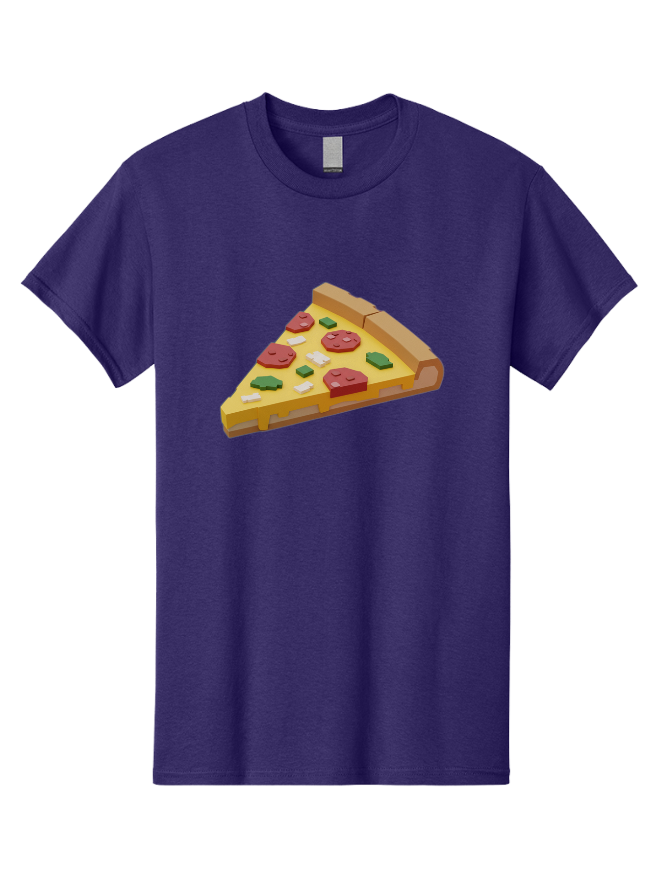 Pizza-Slice-7 Men'S Graphic Tee, 100% Cotton, Comfortable Casual Summer Wear, Machine Washable, 3D Pizza Slice, Cartoon-Style, Pepperoni, Green Peppers, Cheese, Crispy Crust, Tasty Toppings, Digital Art Bac301
