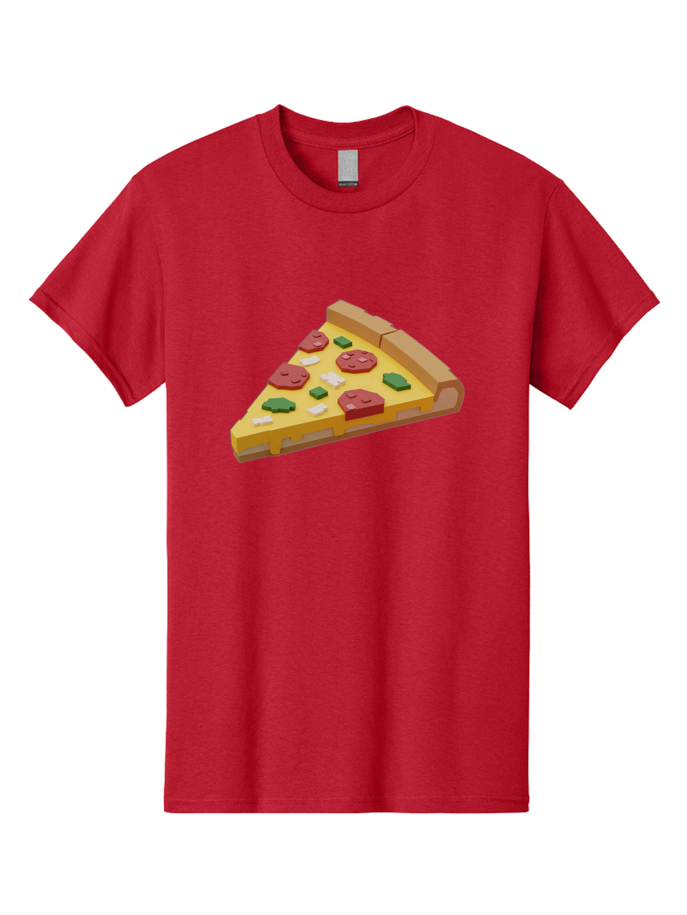 Pizza-Slice-7 Men'S Graphic Tee, 100% Cotton, Comfortable Casual Summer Wear, Machine Washable, 3D Pizza Slice, Cartoon-Style, Pepperoni, Green Peppers, Cheese, Crispy Crust, Tasty Toppings, Digital Art Bac301