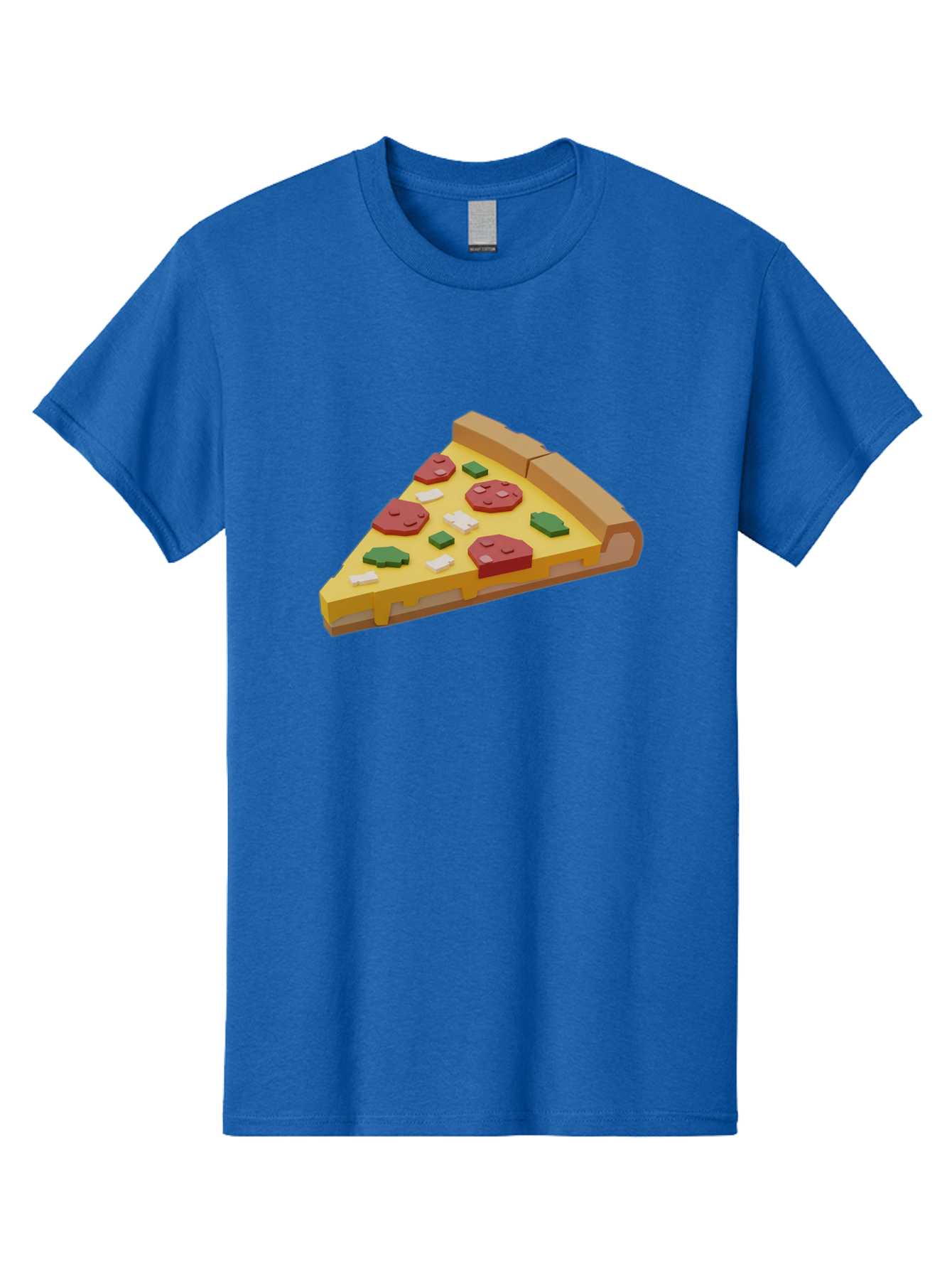 Pizza-Slice-7 Men'S Graphic Tee, 100% Cotton, Comfortable Casual Summer Wear, Machine Washable, 3D Pizza Slice, Cartoon-Style, Pepperoni, Green Peppers, Cheese, Crispy Crust, Tasty Toppings, Digital Art Bac301