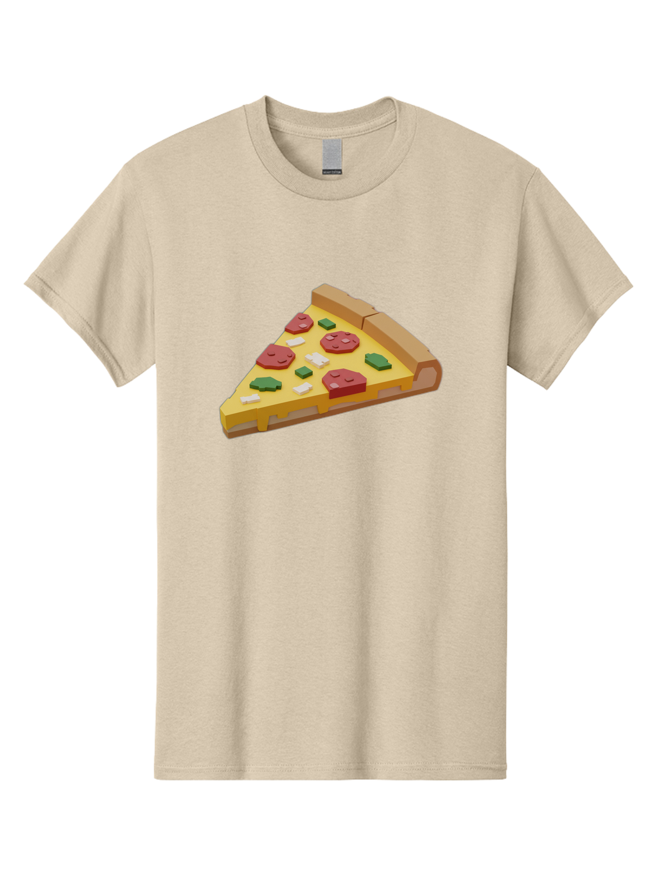 Pizza-Slice-7 Men'S Graphic Tee, 100% Cotton, Comfortable Casual Summer Wear, Machine Washable, 3D Pizza Slice, Cartoon-Style, Pepperoni, Green Peppers, Cheese, Crispy Crust, Tasty Toppings, Digital Art Bac301