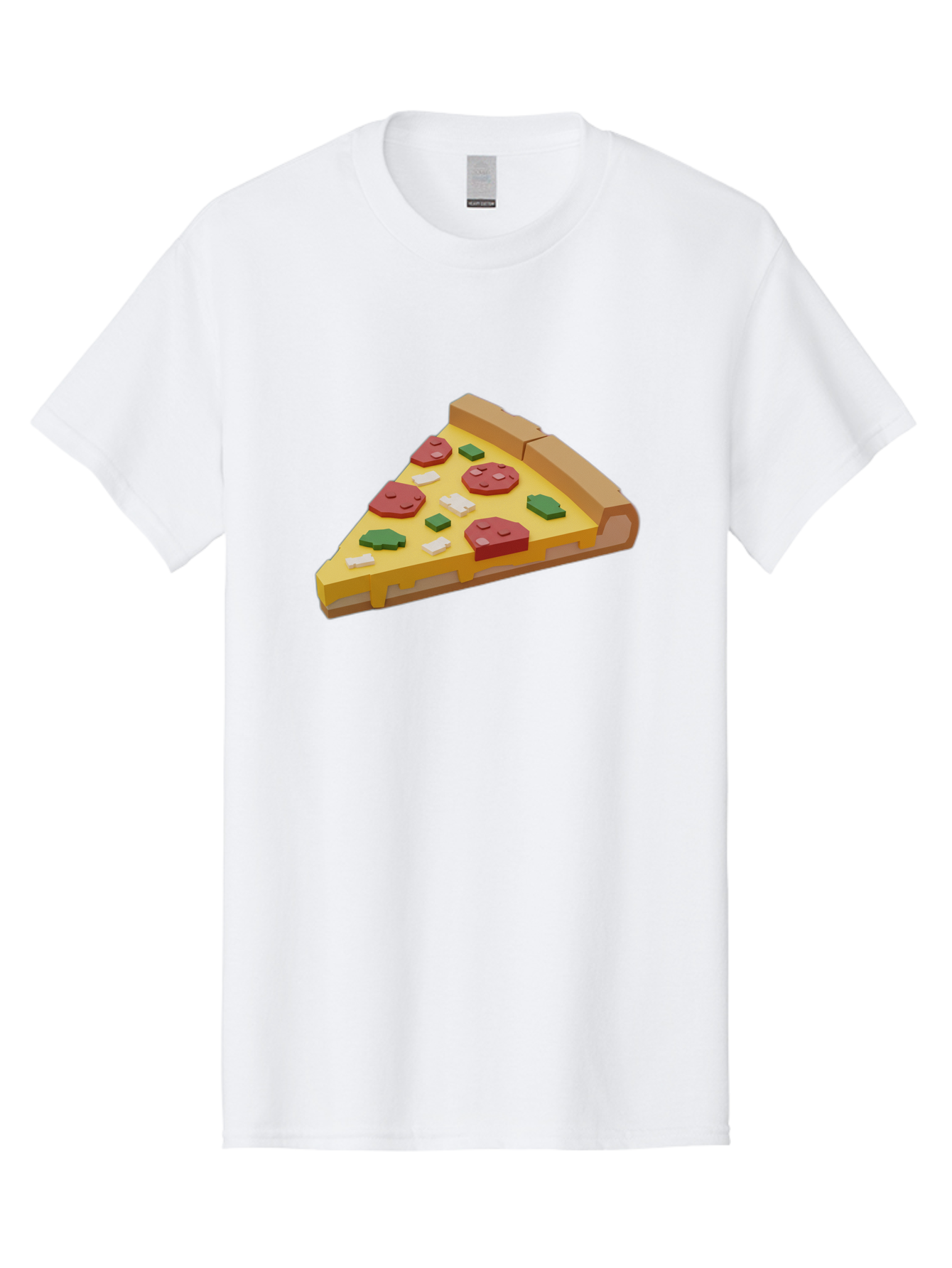 Pizza-Slice-7 Men'S Graphic Tee, 100% Cotton, Comfortable Casual Summer Wear, Machine Washable, 3D Pizza Slice, Cartoon-Style, Pepperoni, Green Peppers, Cheese, Crispy Crust, Tasty Toppings, Digital Art Bac301