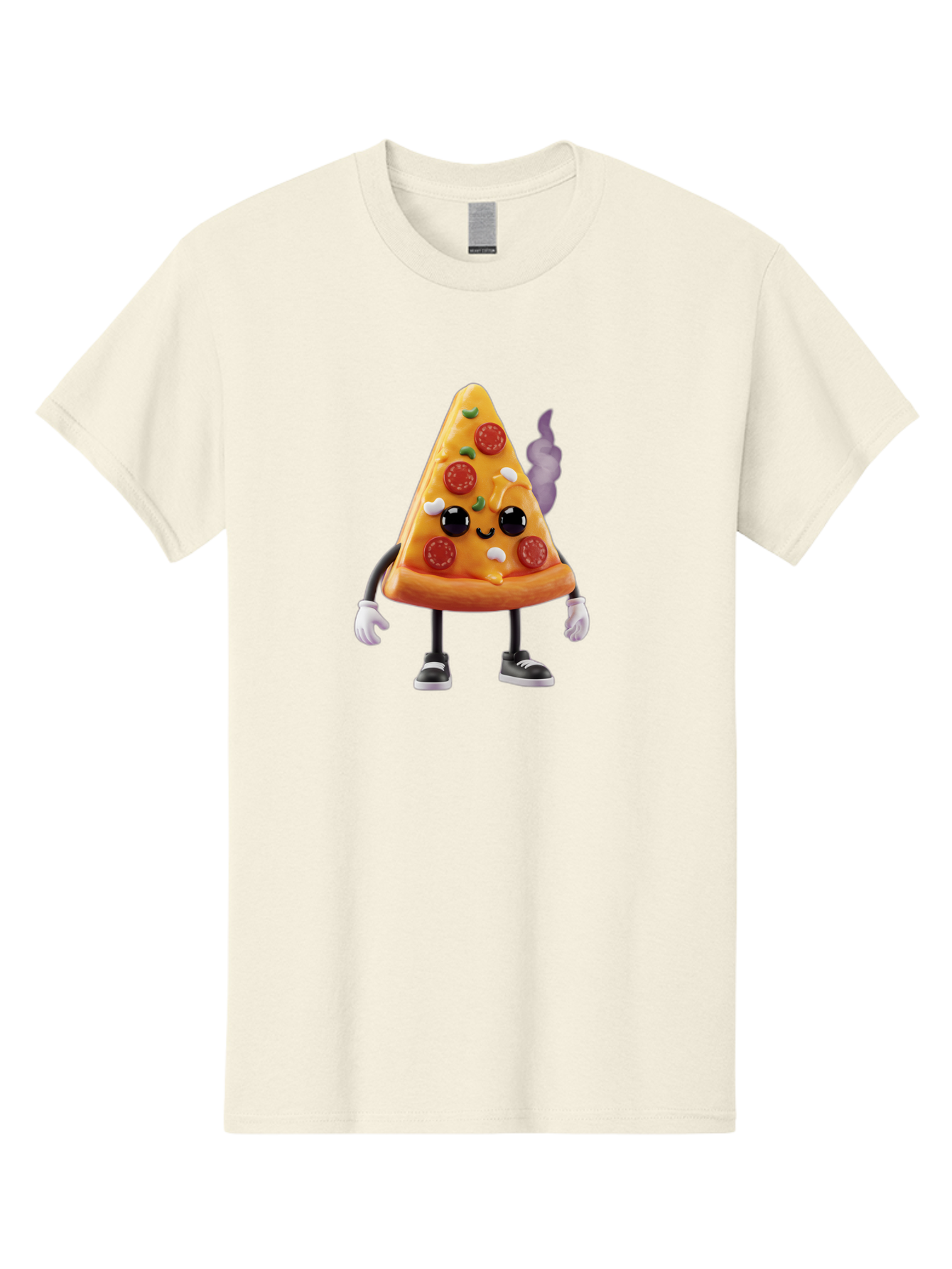 Pizza-Slice-Character-1 Men'S Graphic Tee, 100% Cotton, Comfortable Casual Summer Wear, Machine Washable, Cartoon Pizza Slice, Animated Character, Pepperoni Pizza, Cartoon Food, Funny Character, Pizza Illustration, Smiling Pizza, Bac304