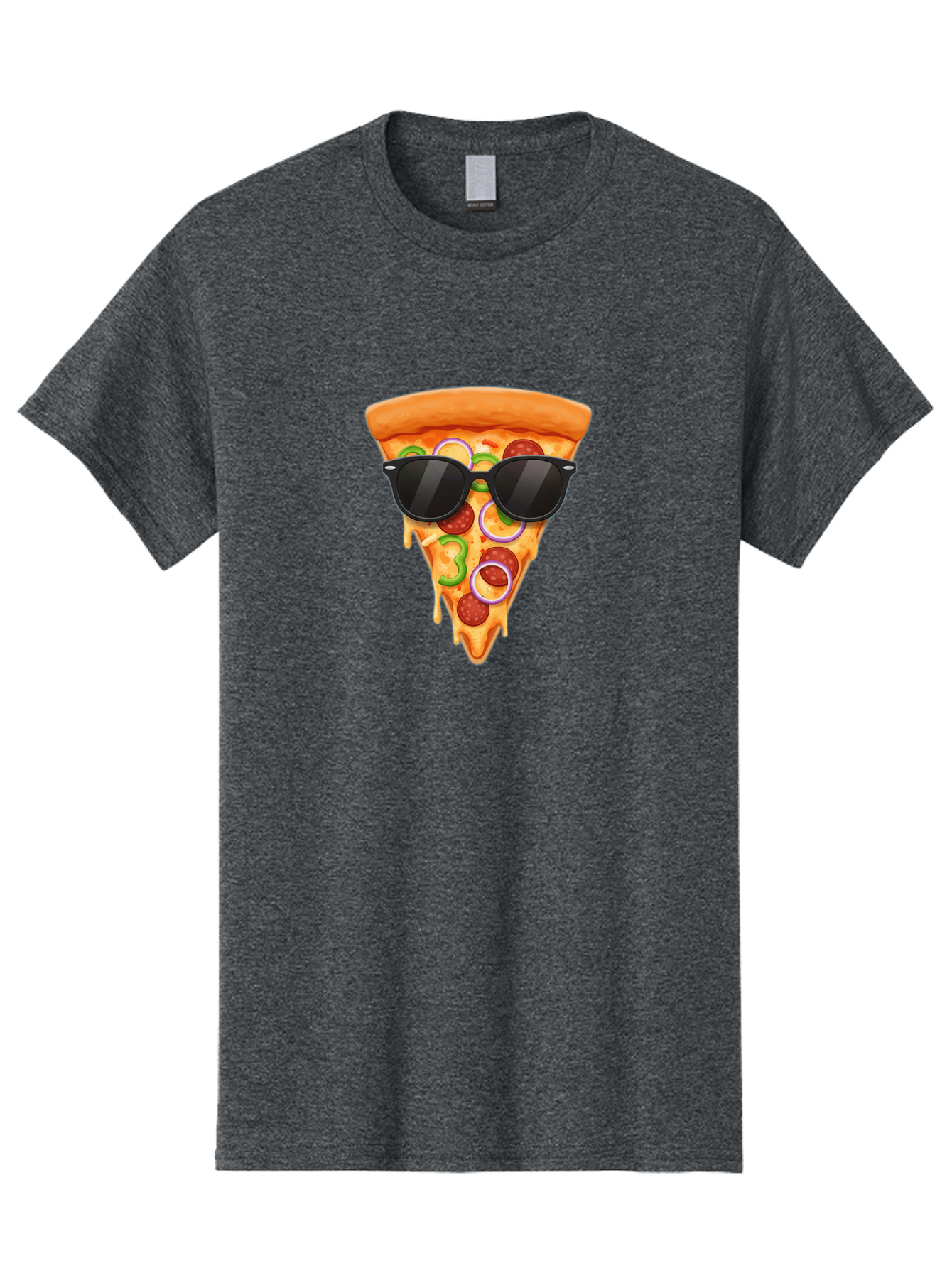 Pizza-Slice-Sunglasses-1 Men'S Graphic Tee, 100% Cotton, Comfortable Casual Summer Wear, Machine Washable, Pepperoni Pizza Slice, Cheesy Goodness, Melted Cheese, Jalapeno And Onion, Trendy Accessories, Sunglasses, Cool Pizza, Cartoon Pizza, Bac306
