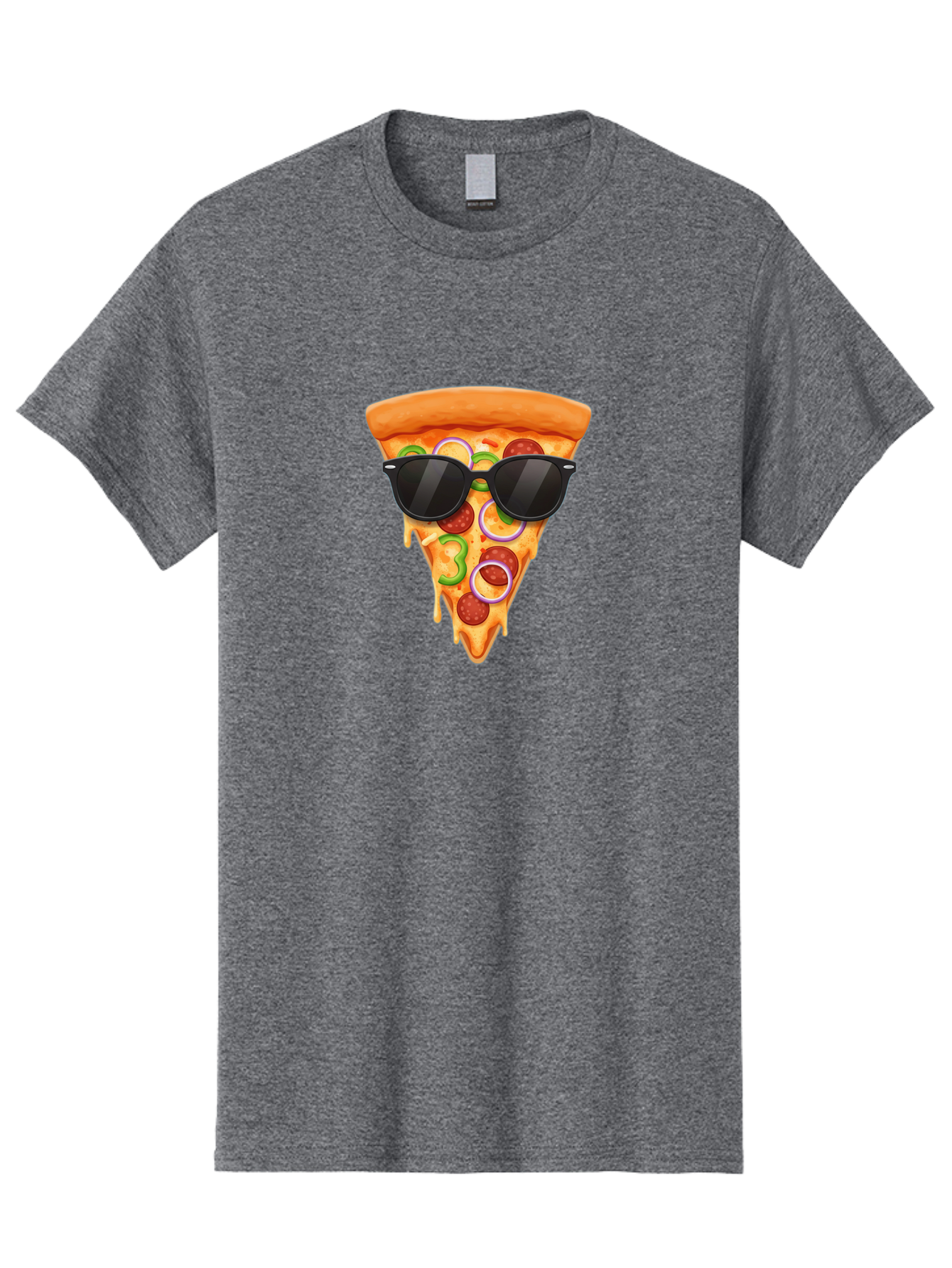 Pizza-Slice-Sunglasses-1 Men'S Graphic Tee, 100% Cotton, Comfortable Casual Summer Wear, Machine Washable, Pepperoni Pizza Slice, Cheesy Goodness, Melted Cheese, Jalapeno And Onion, Trendy Accessories, Sunglasses, Cool Pizza, Cartoon Pizza, Bac306