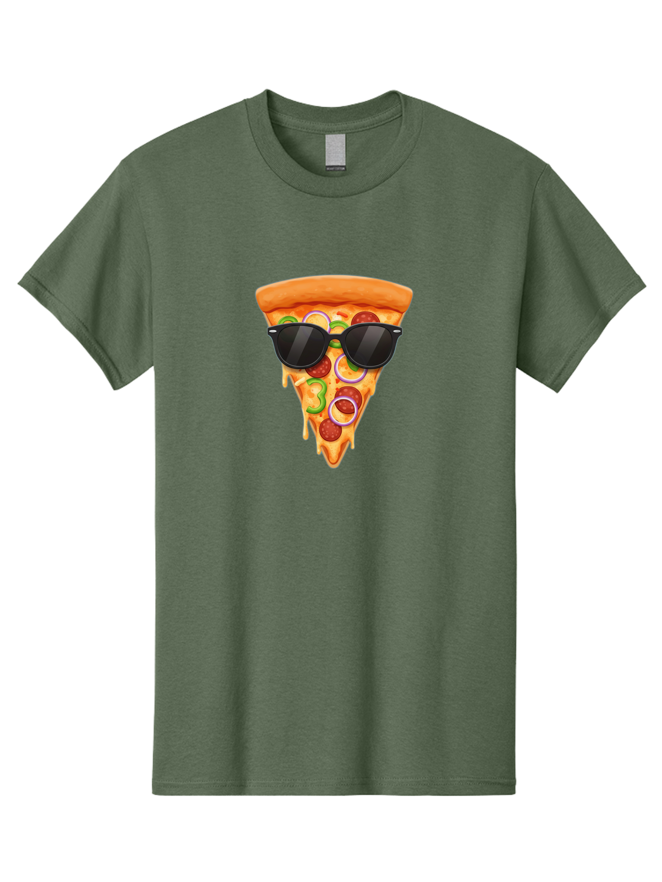 Pizza-Slice-Sunglasses-1 Men'S Graphic Tee, 100% Cotton, Comfortable Casual Summer Wear, Machine Washable, Pepperoni Pizza Slice, Cheesy Goodness, Melted Cheese, Jalapeno And Onion, Trendy Accessories, Sunglasses, Cool Pizza, Cartoon Pizza, Bac306