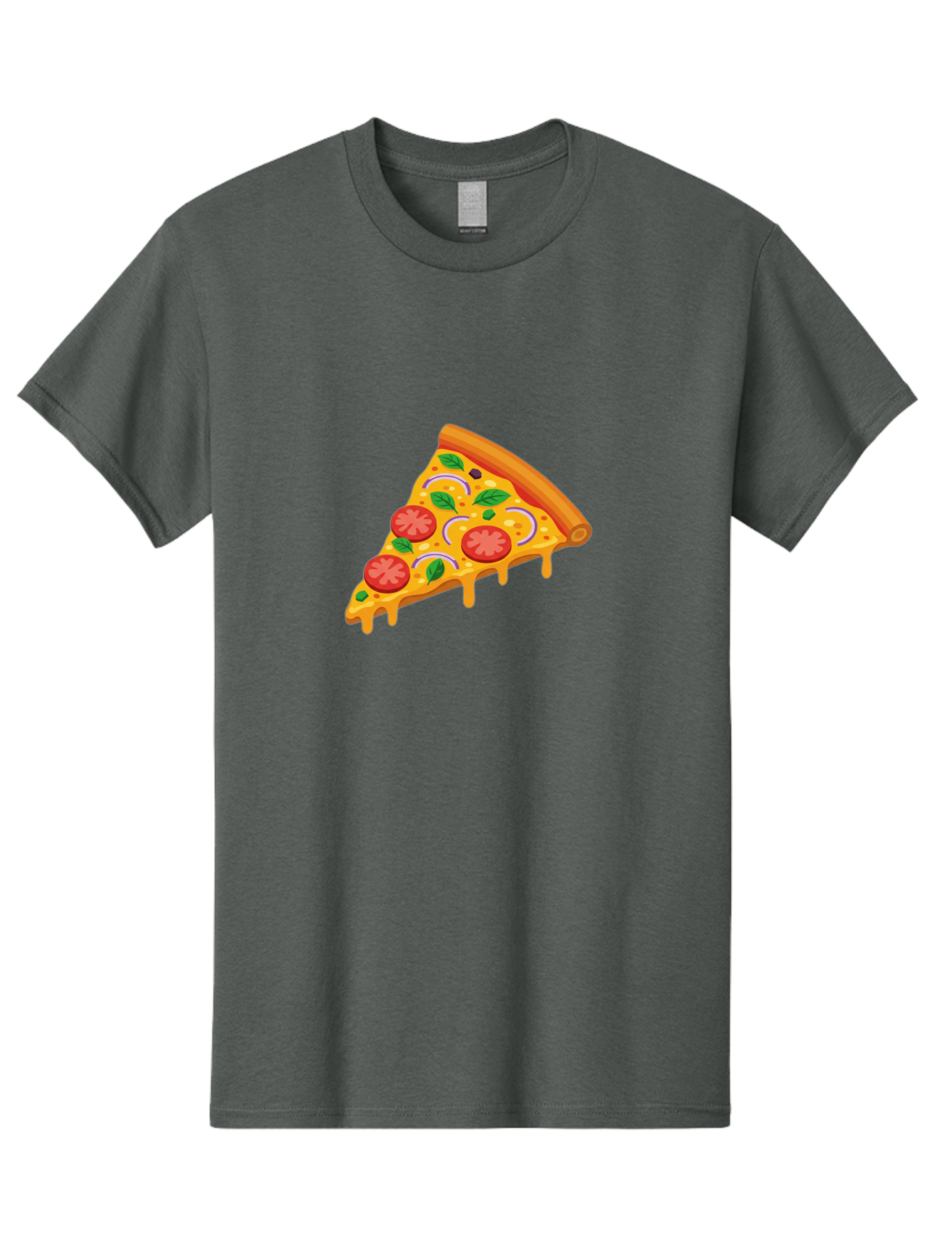 Pizza-Slice Men'S Graphic Tee, 100% Cotton, Comfortable Casual Summer Wear, Machine Washable, Cheesy Pizza Slice, Tomato Sauce, Melted Mozzarella, Fresh Basil, Onion Rings, Olives, Italian Food, Delicious Meal, Appetizing Dish, Savory Treat Bac316