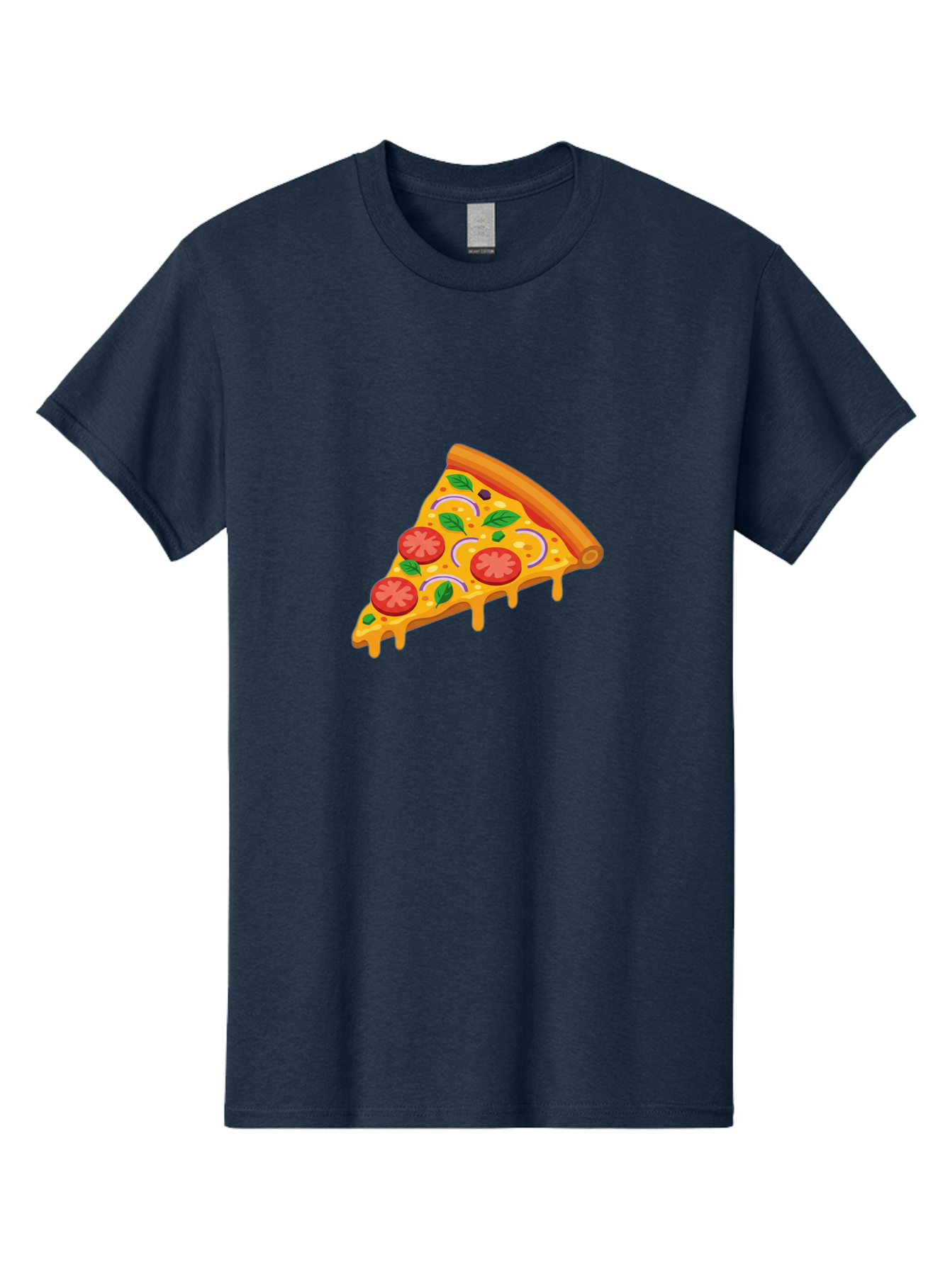 Pizza-Slice Men'S Graphic Tee, 100% Cotton, Comfortable Casual Summer Wear, Machine Washable, Cheesy Pizza Slice, Tomato Sauce, Melted Mozzarella, Fresh Basil, Onion Rings, Olives, Italian Food, Delicious Meal, Appetizing Dish, Savory Treat Bac316