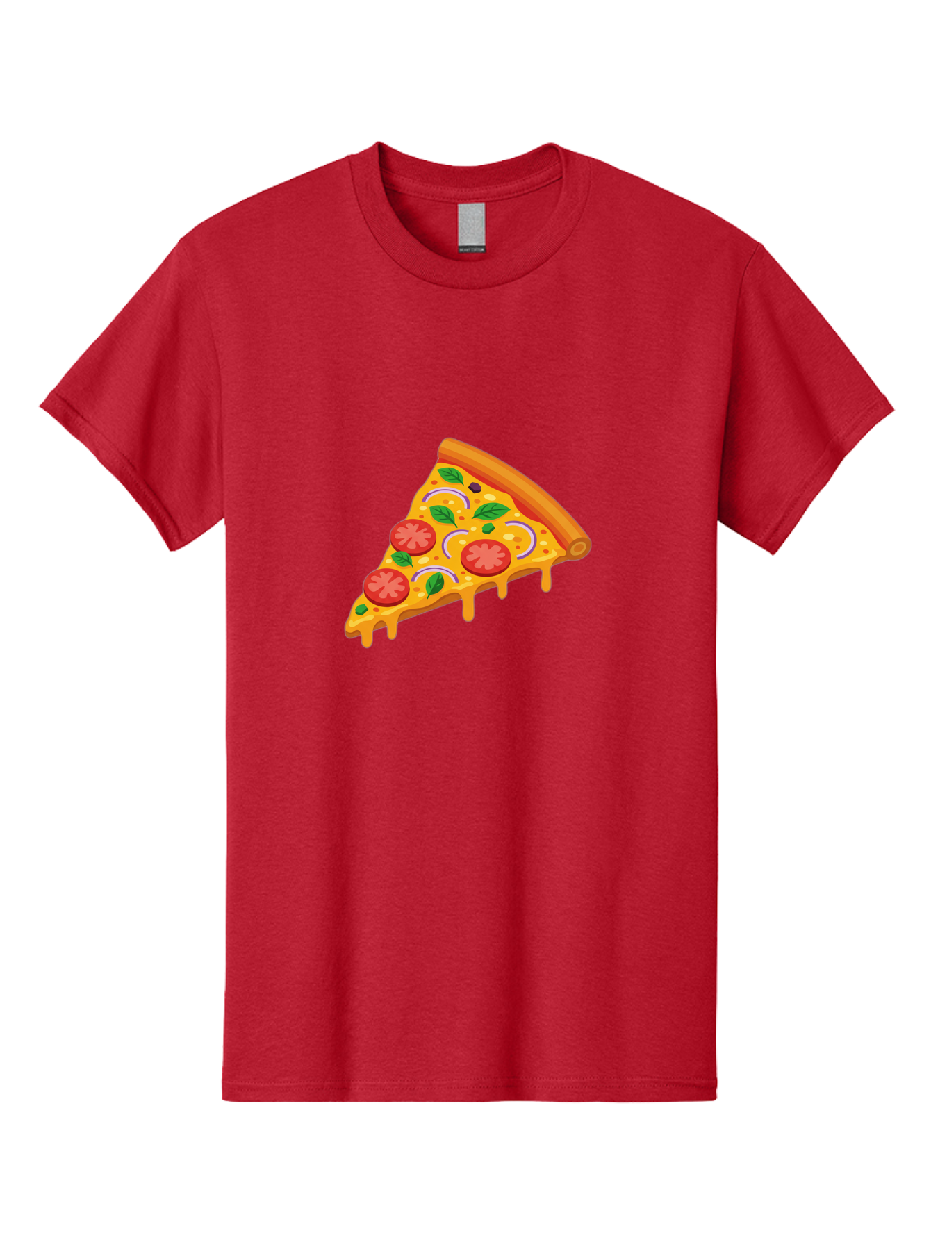 Pizza-Slice Men'S Graphic Tee, 100% Cotton, Comfortable Casual Summer Wear, Machine Washable, Cheesy Pizza Slice, Tomato Sauce, Melted Mozzarella, Fresh Basil, Onion Rings, Olives, Italian Food, Delicious Meal, Appetizing Dish, Savory Treat Bac316