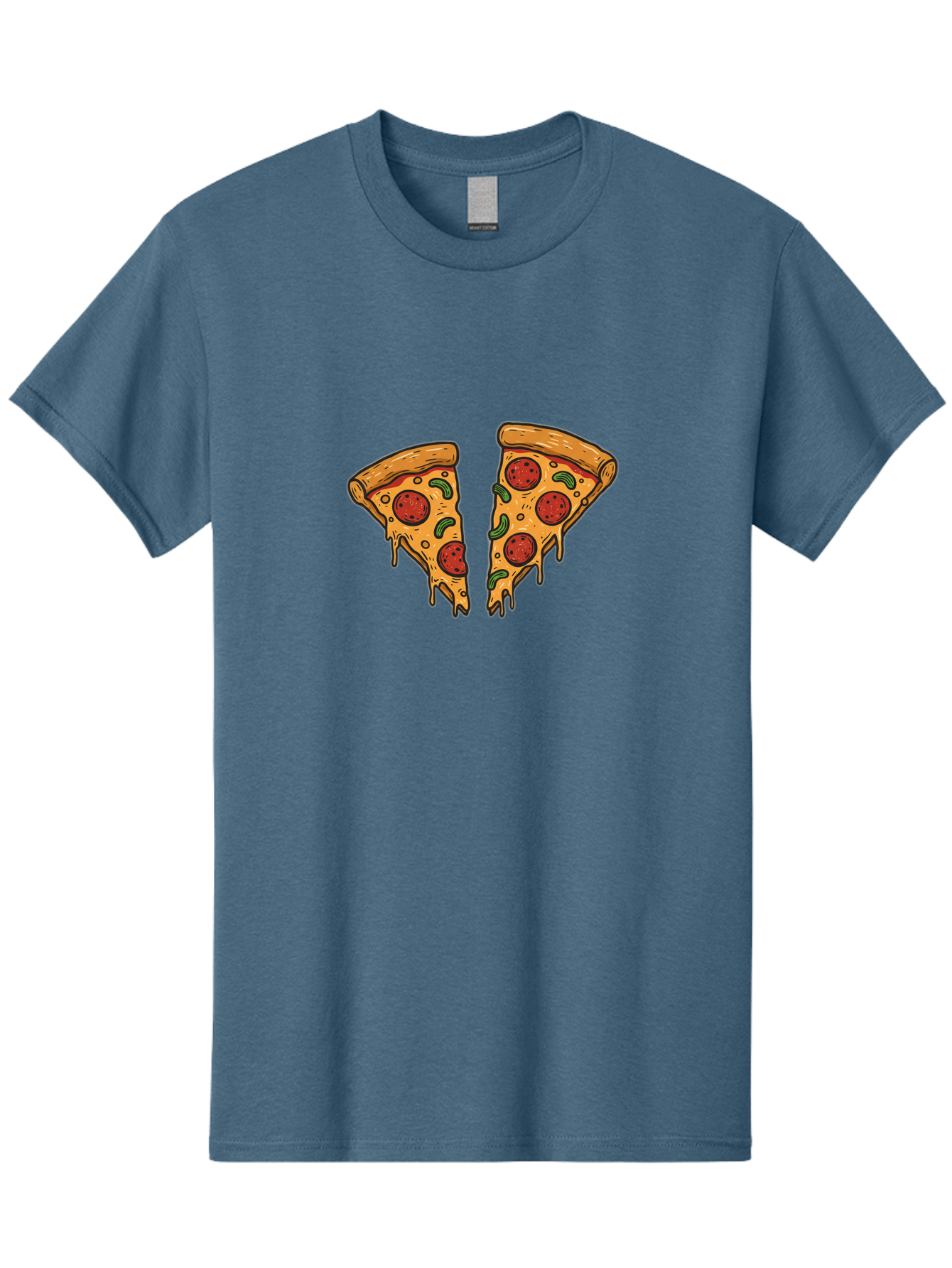 Pizza-Slices-1 Men'S Graphic Tee, 100% Cotton, Comfortable Casual Summer Wear, Machine Washable, Cheesy Pizza, Pepperoni Slices, Melted Cheese, Italian Food, Two Pizza Slices, Cartoon Style, Pizza Graphics, Food Illustration, Cheesy Goodness Bac317