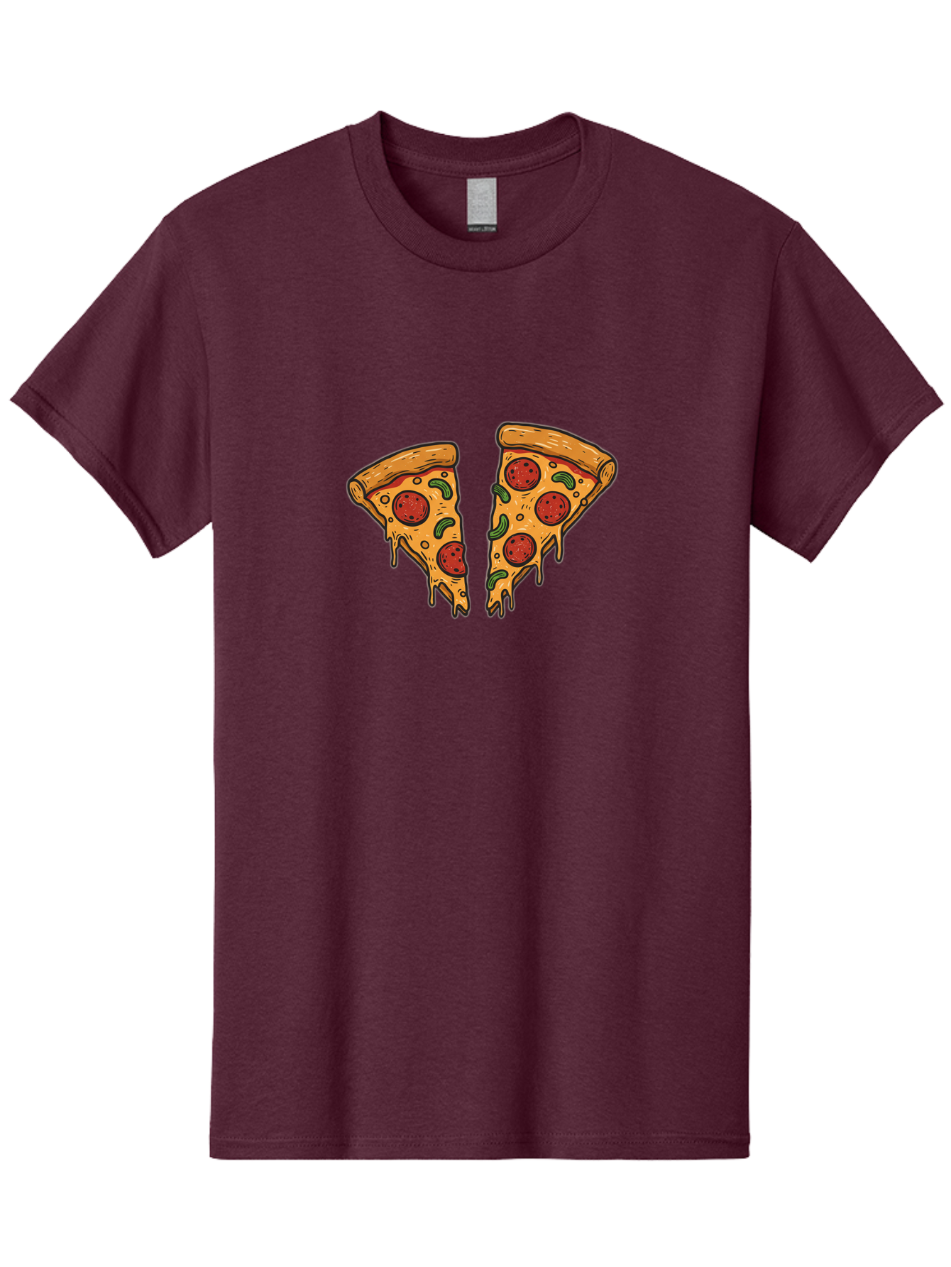 Pizza-Slices-1 Men'S Graphic Tee, 100% Cotton, Comfortable Casual Summer Wear, Machine Washable, Cheesy Pizza, Pepperoni Slices, Melted Cheese, Italian Food, Two Pizza Slices, Cartoon Style, Pizza Graphics, Food Illustration, Cheesy Goodness Bac317