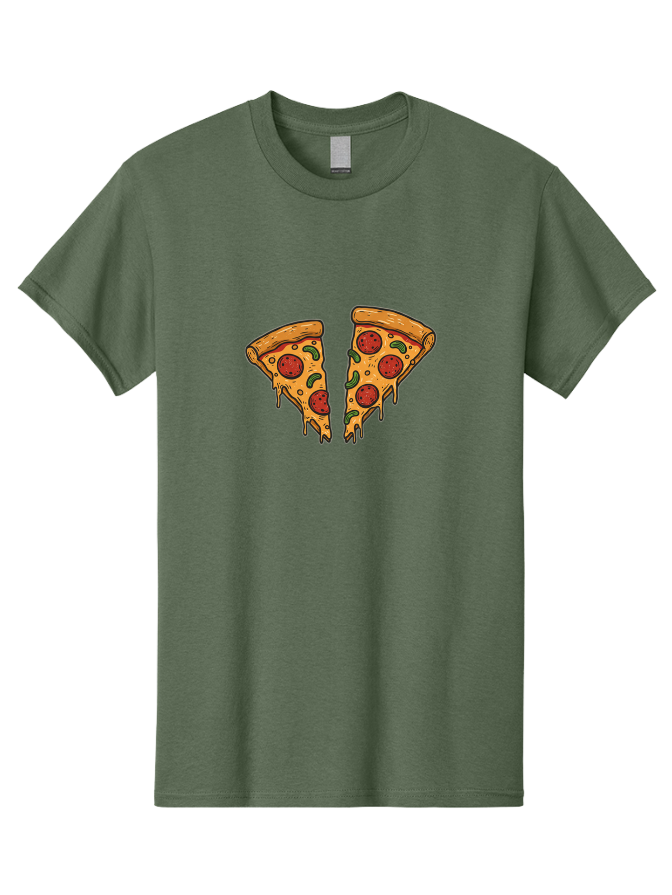 Pizza-Slices-1 Men'S Graphic Tee, 100% Cotton, Comfortable Casual Summer Wear, Machine Washable, Cheesy Pizza, Pepperoni Slices, Melted Cheese, Italian Food, Two Pizza Slices, Cartoon Style, Pizza Graphics, Food Illustration, Cheesy Goodness Bac317