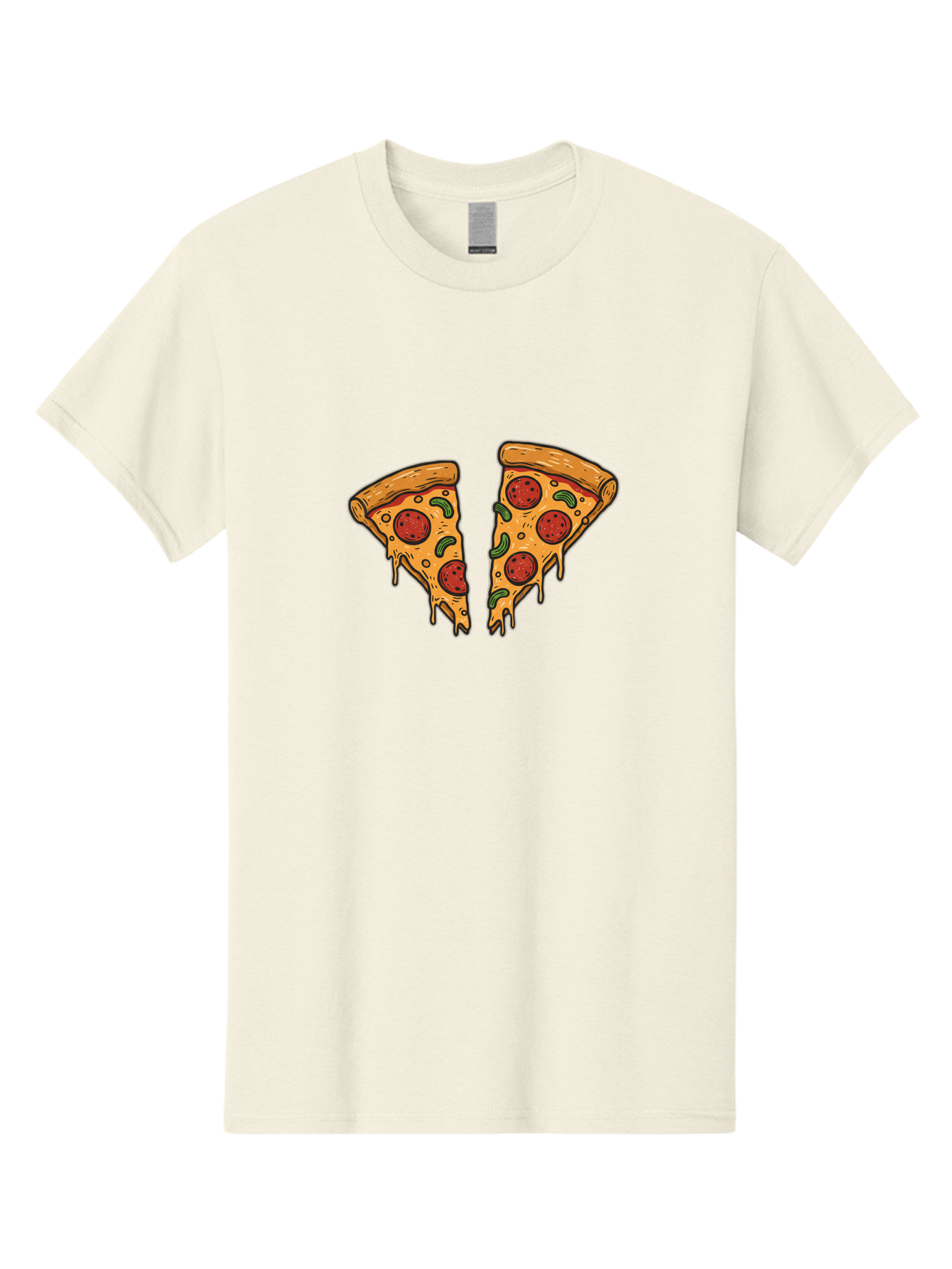 Pizza-Slices-1 Men'S Graphic Tee, 100% Cotton, Comfortable Casual Summer Wear, Machine Washable, Cheesy Pizza, Pepperoni Slices, Melted Cheese, Italian Food, Two Pizza Slices, Cartoon Style, Pizza Graphics, Food Illustration, Cheesy Goodness Bac317