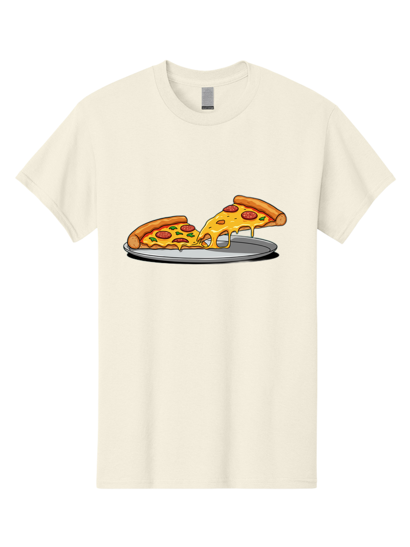 Pizza-Slices Men'S Graphic Tee, 100% Cotton, Comfortable Casual Summer Wear, Machine Washable, Pepperoni Pizza, Cheesy Goodness, Melted Cheese, Italian Food, Pizza Slices, Savory Delight, Foodie Favorite, Cheesy Pull Bac318