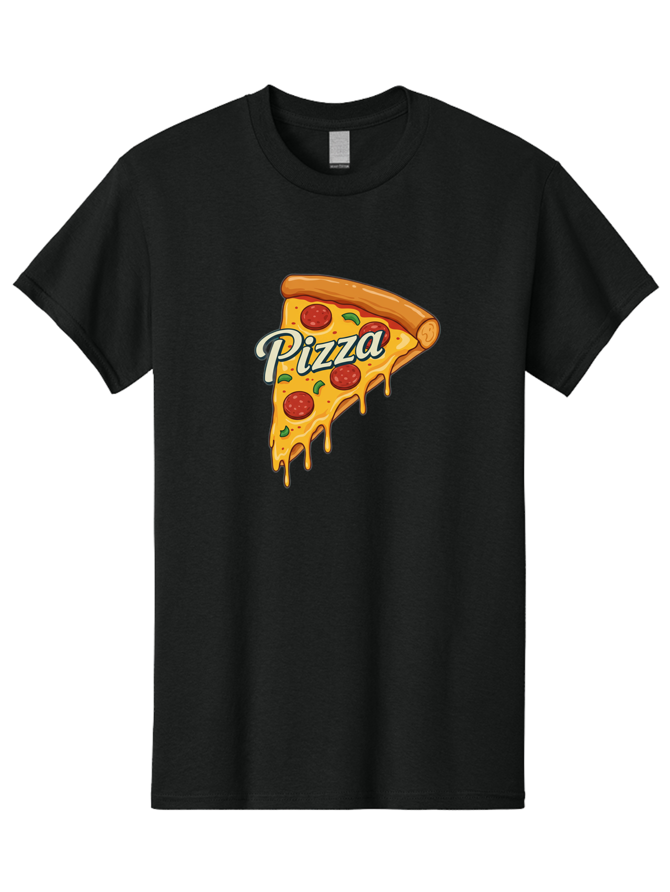 Pizza Men'S Graphic Tee, 100% Cotton, Comfortable Casual Summer Wear, Machine Washable, Cheesy Pizza Slice, Pepperoni Pizza, Melted Cheese, Green Peppers, Pizza Toppings, Italian Food, Delicious Pizza Bac320