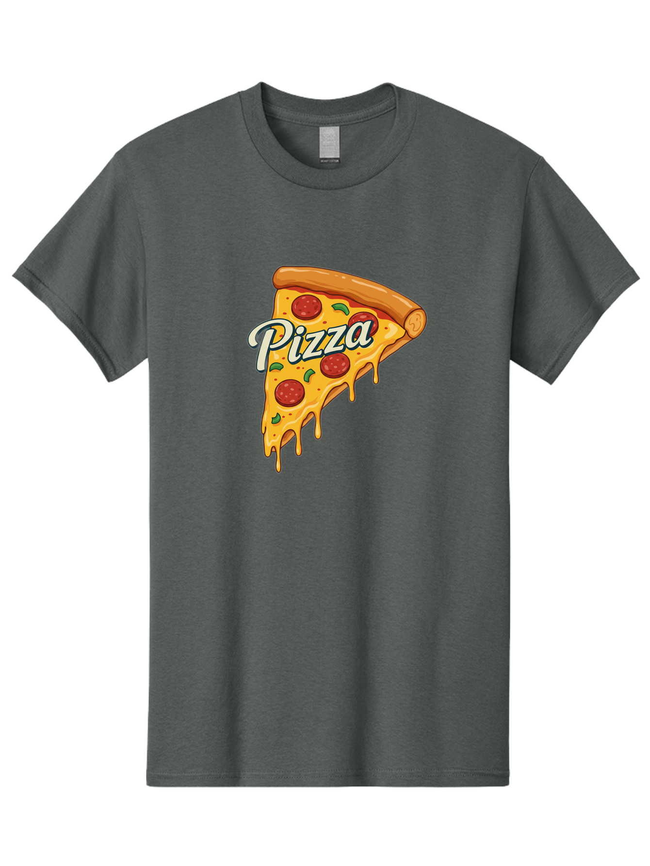 Pizza Men'S Graphic Tee, 100% Cotton, Comfortable Casual Summer Wear, Machine Washable, Cheesy Pizza Slice, Pepperoni Pizza, Melted Cheese, Green Peppers, Pizza Toppings, Italian Food, Delicious Pizza Bac320