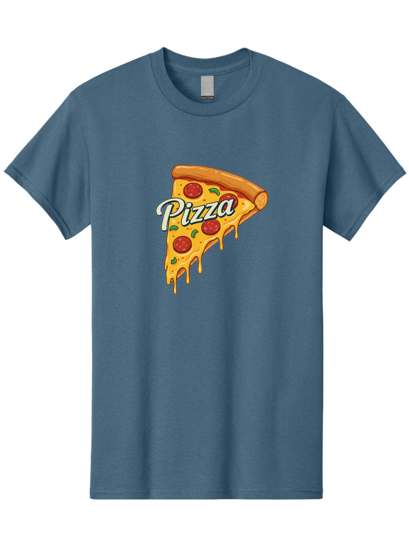 Pizza Men'S Graphic Tee, 100% Cotton, Comfortable Casual Summer Wear, Machine Washable, Cheesy Pizza Slice, Pepperoni Pizza, Melted Cheese, Green Peppers, Pizza Toppings, Italian Food, Delicious Pizza Bac320