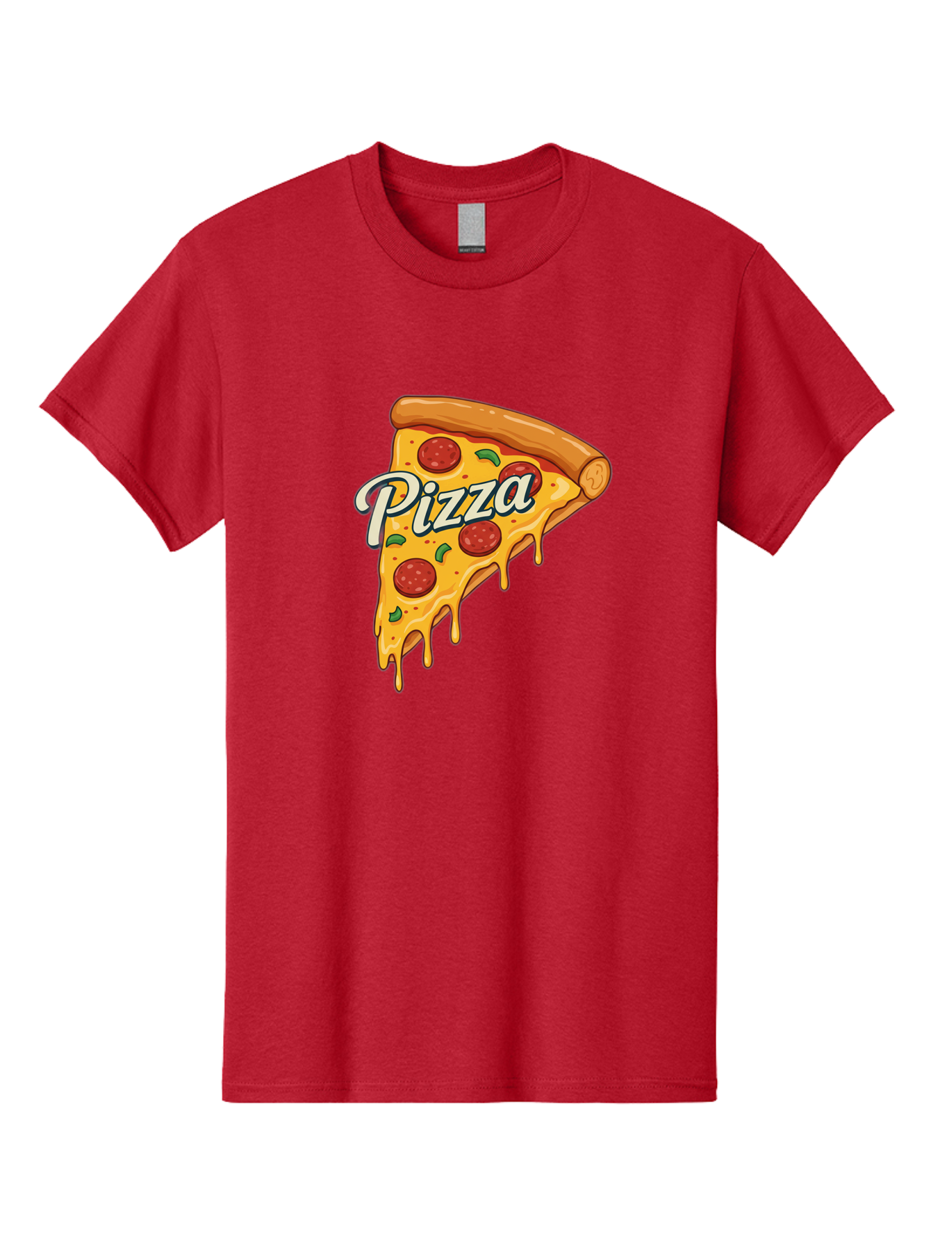 Pizza Men'S Graphic Tee, 100% Cotton, Comfortable Casual Summer Wear, Machine Washable, Cheesy Pizza Slice, Pepperoni Pizza, Melted Cheese, Green Peppers, Pizza Toppings, Italian Food, Delicious Pizza Bac320