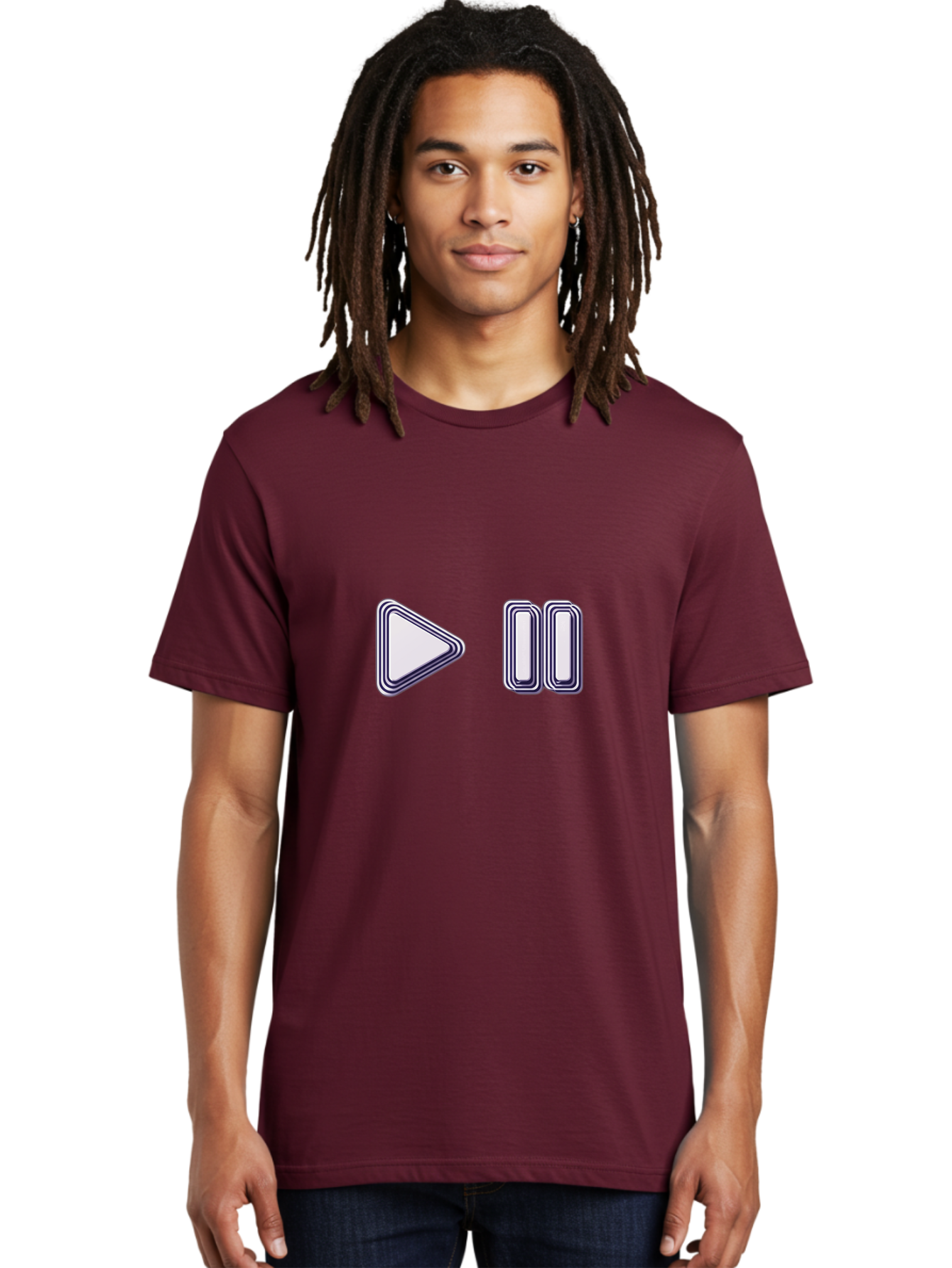 Play-And-Pause Men'S Graphic Tee, 100% Cotton, Comfortable Casual Summer Wear, Machine Washable, Play Button, Pause Button, Media Controls, Video Controls, Music Controls, User Interface, Ui Elements, Control Icons Bac322
