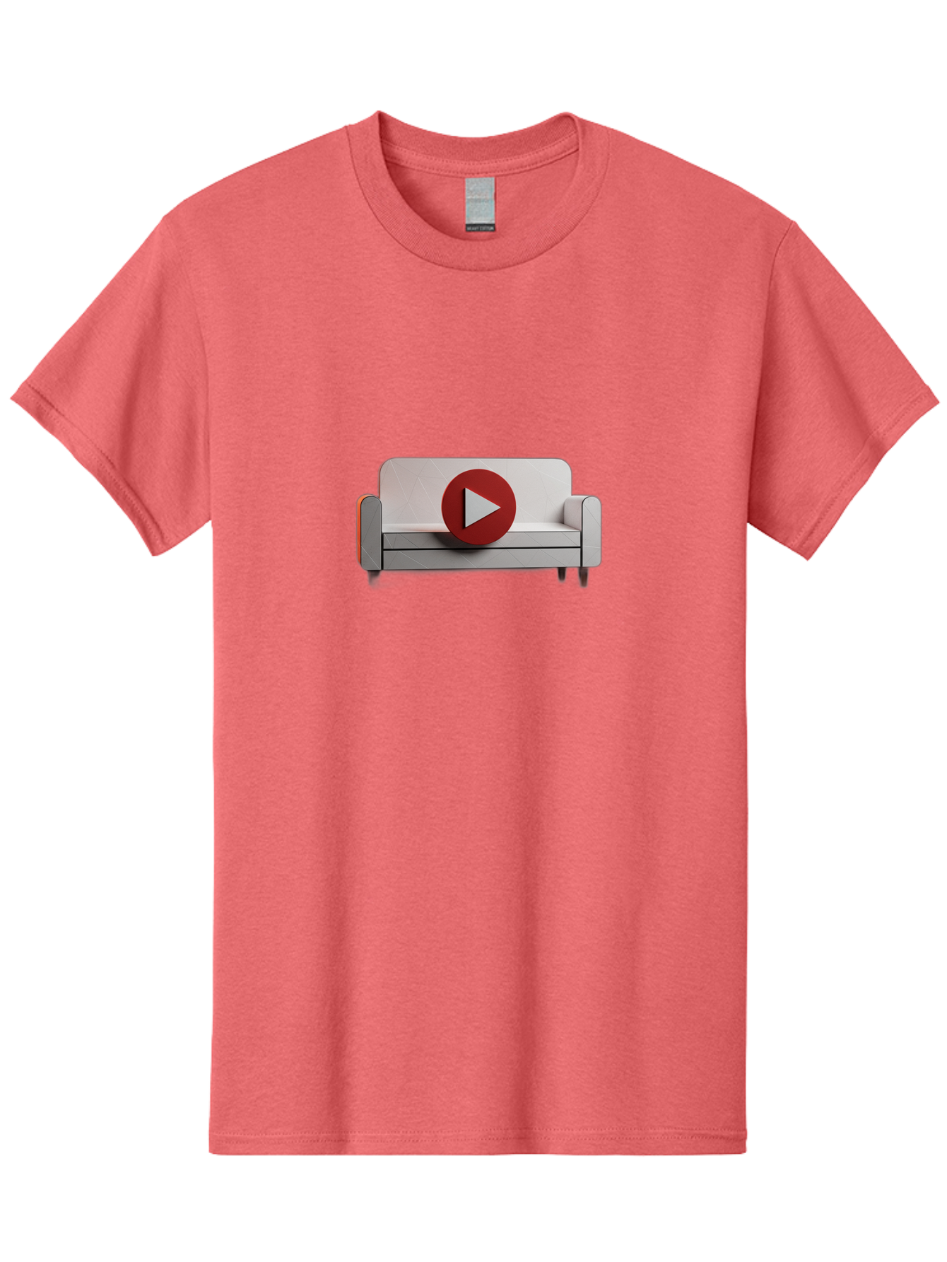 Play-Button-On-Sofa Men'S Graphic Tee, 100% Cotton, Comfortable Casual Summer Wear, Machine Washable, Play Button On Couch, Video Play Icon, Sofa Furniture, 3D Illustration, Modern Interior Design, Home Decor, Digital Media, Entertainment, Bac328