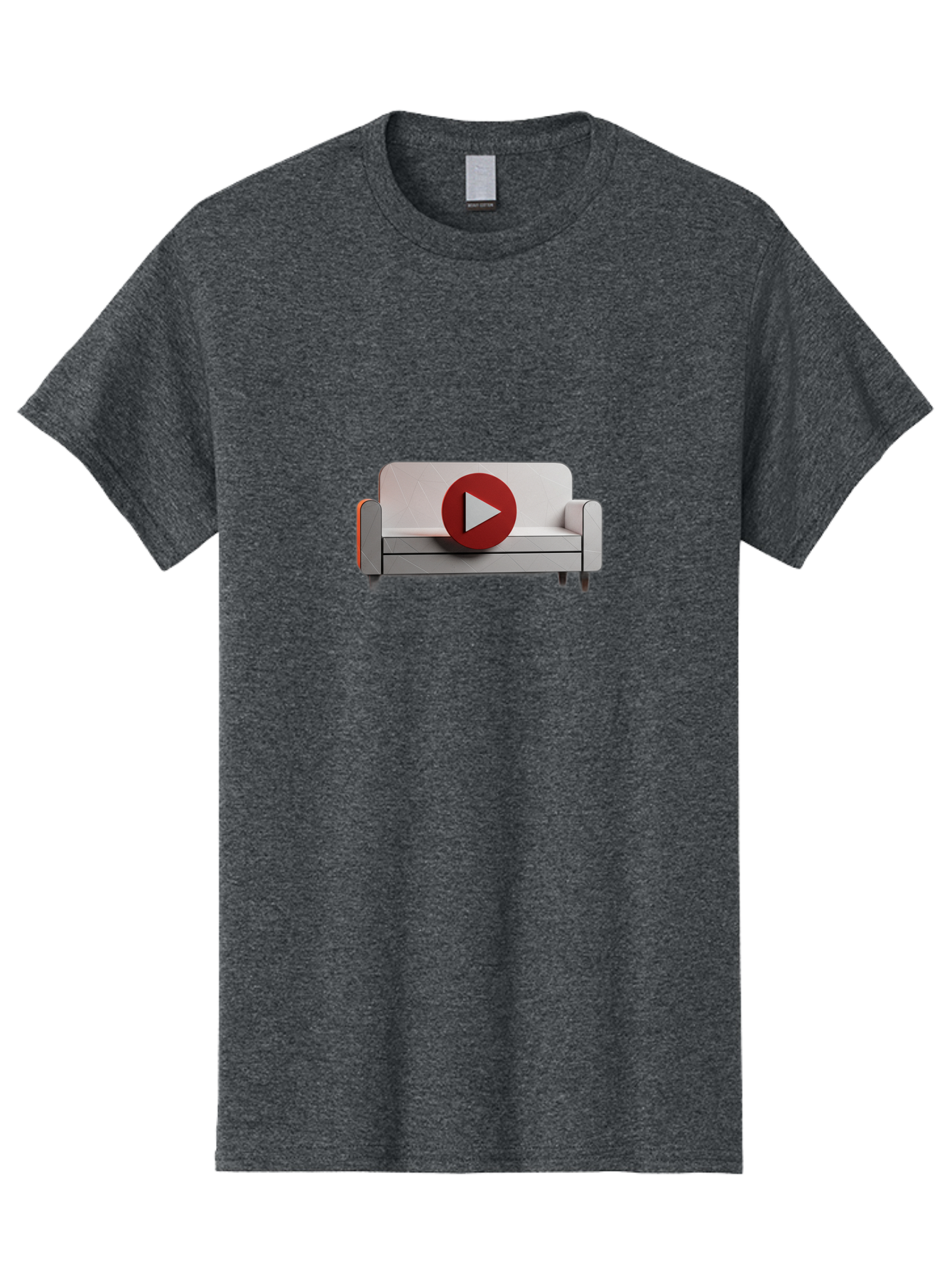 Play-Button-On-Sofa Men'S Graphic Tee, 100% Cotton, Comfortable Casual Summer Wear, Machine Washable, Play Button On Couch, Video Play Icon, Sofa Furniture, 3D Illustration, Modern Interior Design, Home Decor, Digital Media, Entertainment, Bac328