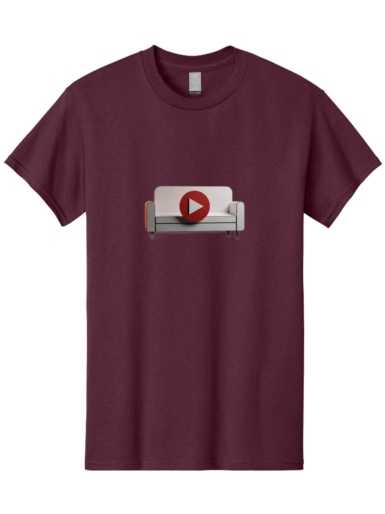 Play-Button-On-Sofa Men'S Graphic Tee, 100% Cotton, Comfortable Casual Summer Wear, Machine Washable, Play Button On Couch, Video Play Icon, Sofa Furniture, 3D Illustration, Modern Interior Design, Home Decor, Digital Media, Entertainment, Bac328