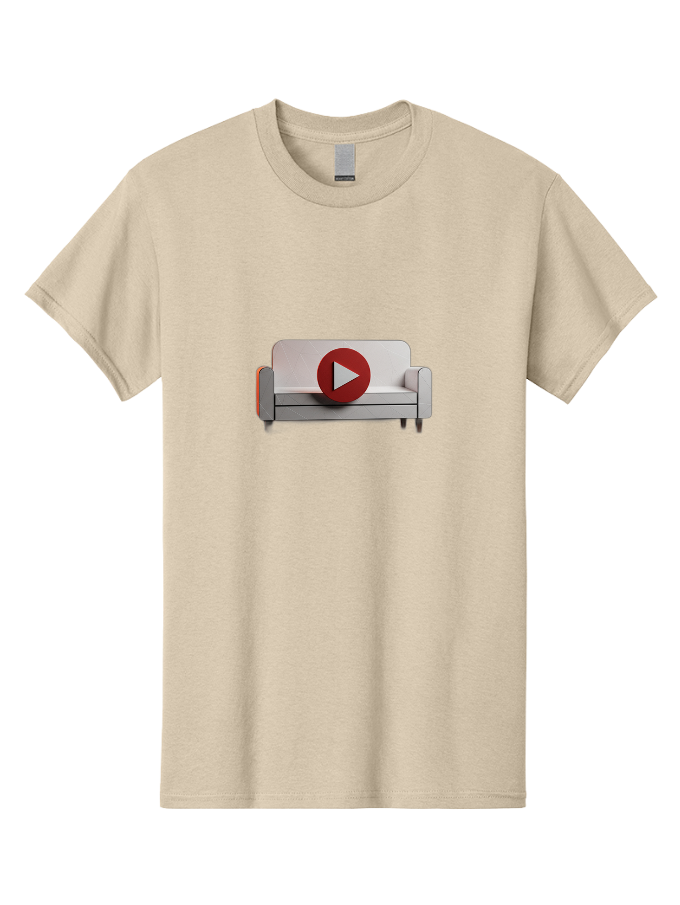 Play-Button-On-Sofa Men'S Graphic Tee, 100% Cotton, Comfortable Casual Summer Wear, Machine Washable, Play Button On Couch, Video Play Icon, Sofa Furniture, 3D Illustration, Modern Interior Design, Home Decor, Digital Media, Entertainment, Bac328