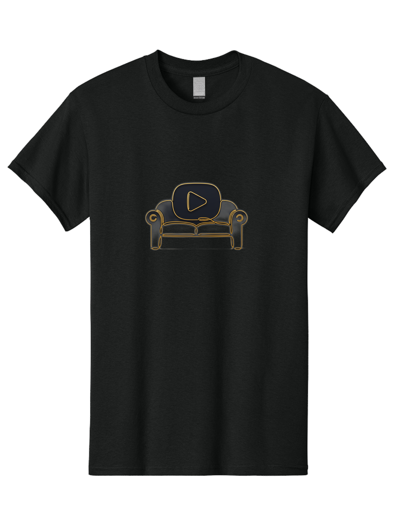 Play-Button Men'S Graphic Tee, 100% Cotton, Comfortable Casual Summer Wear, Machine Washable, Play Button On Couch, Youtube Logo, Sofa, Furniture, Outline Illustration, Modern Design, Luxury Living Room, Entertainment Bac331